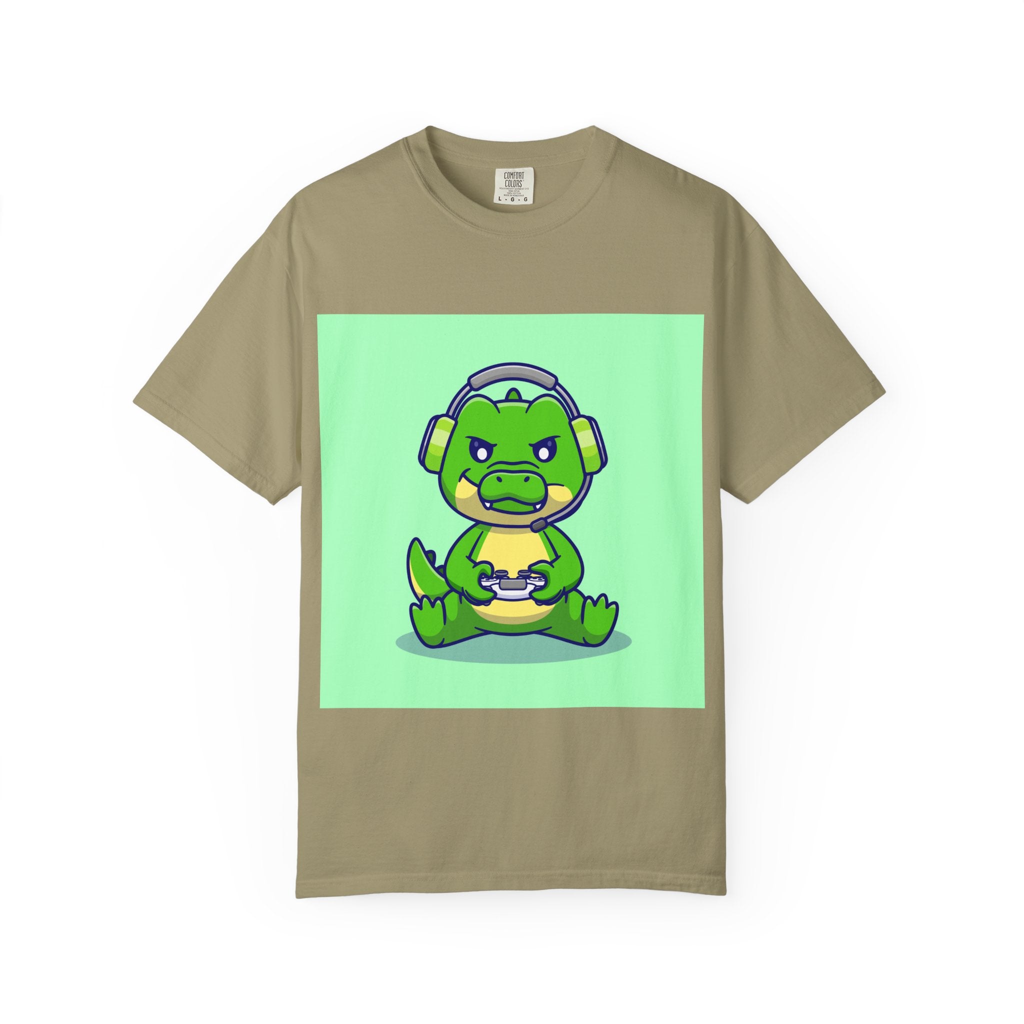 Playful Gaming Dinosaur T-shirt | Unisex Tee for Gamers, Unique Gift for Birthdays, Cute Cartoon Shirt, Casual Wear, Funny Graphic Tee