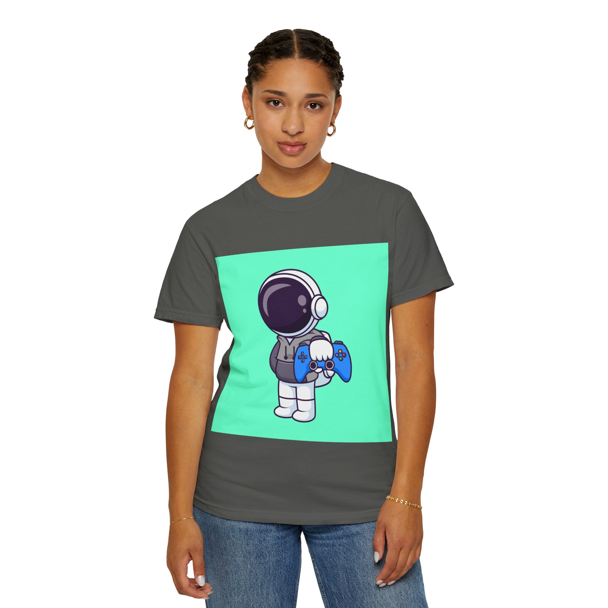 Playful Astronaut Gaming T-shirt | Fun Tee for Gamers | Unisex Casual Wear | Perfect Gift for Birthdays & Holidays | Space Gaming Apparel