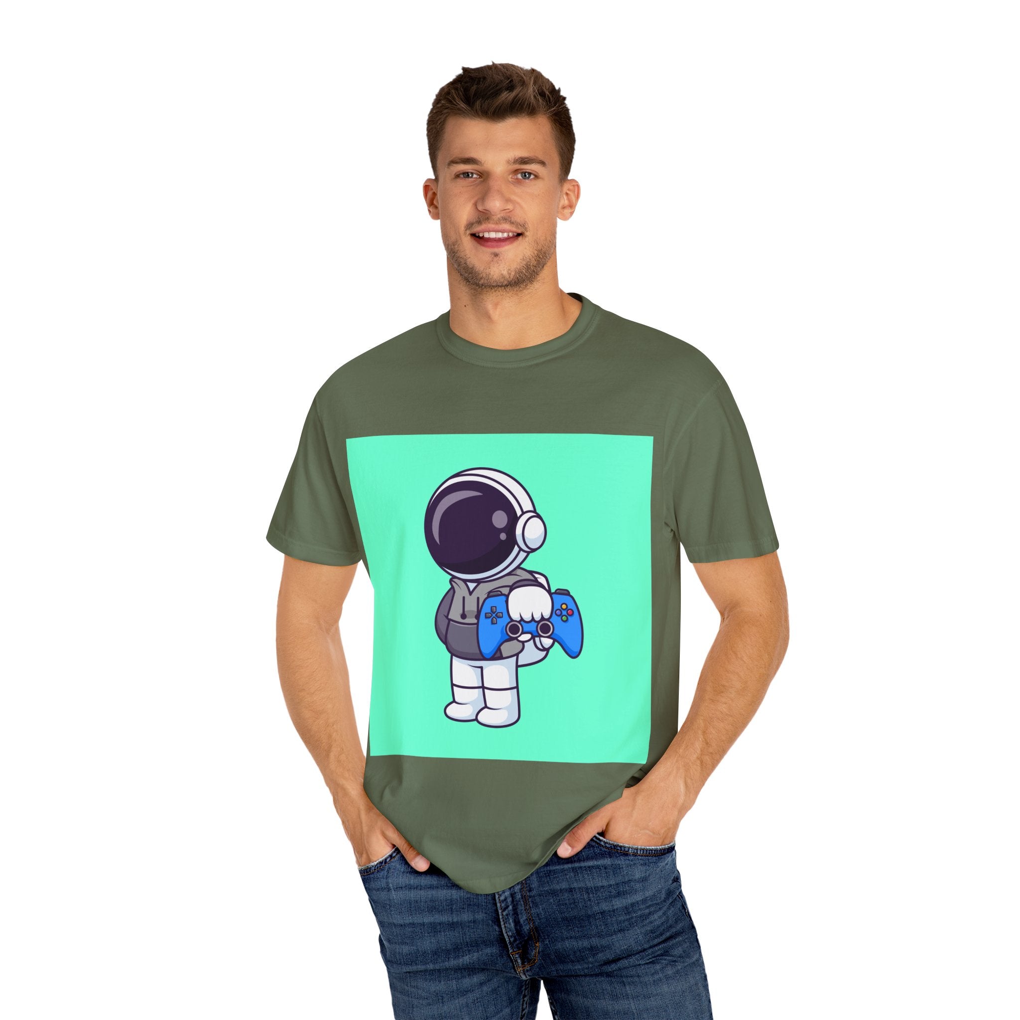 Playful Astronaut Gaming T-shirt | Fun Tee for Gamers | Unisex Casual Wear | Perfect Gift for Birthdays & Holidays | Space Gaming Apparel