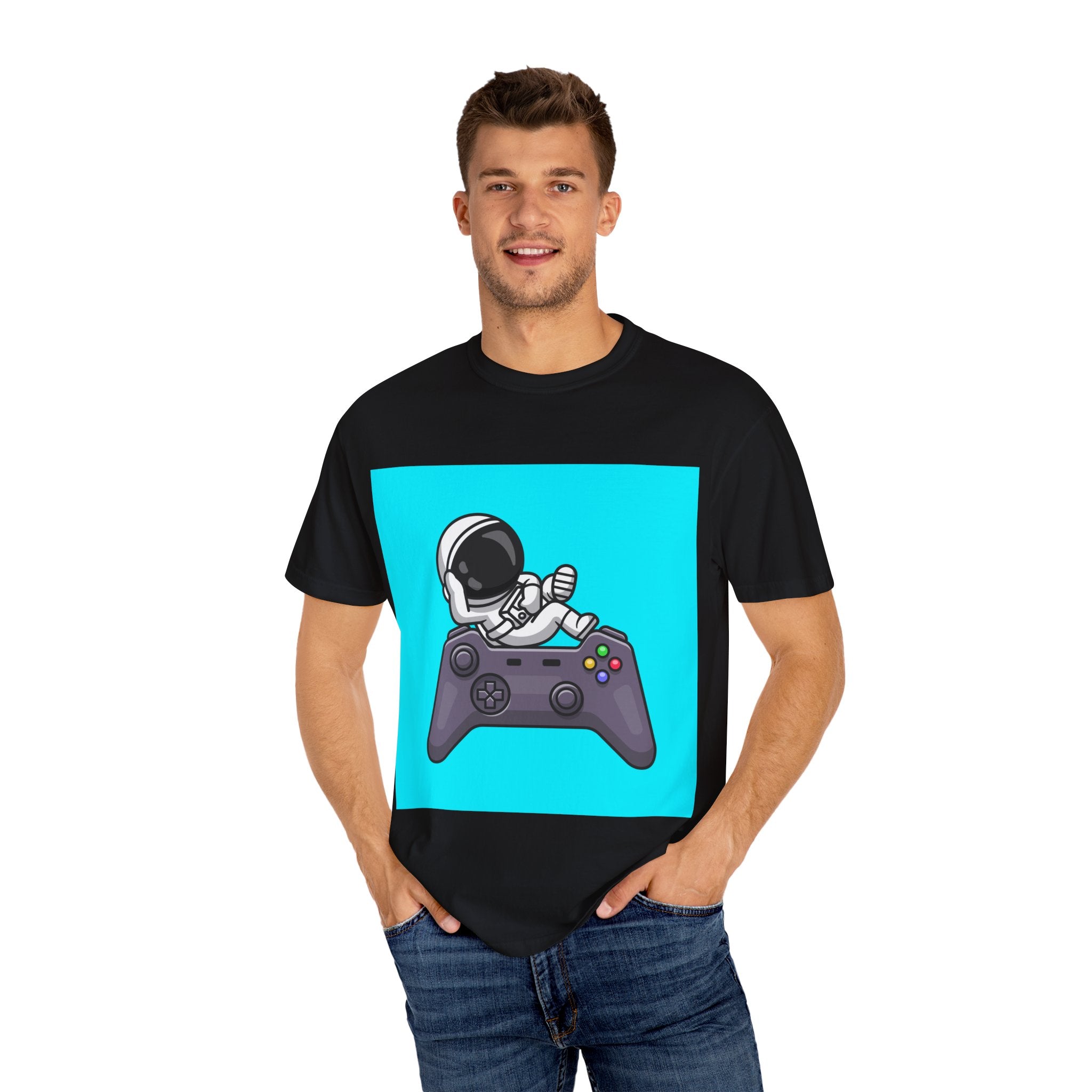 Astronaut Gamer T-Shirt | Unisex Garment-Dyed Tee for Gamers | Video Game Shirt | Fun Gift for Space Lovers | Casual Wear