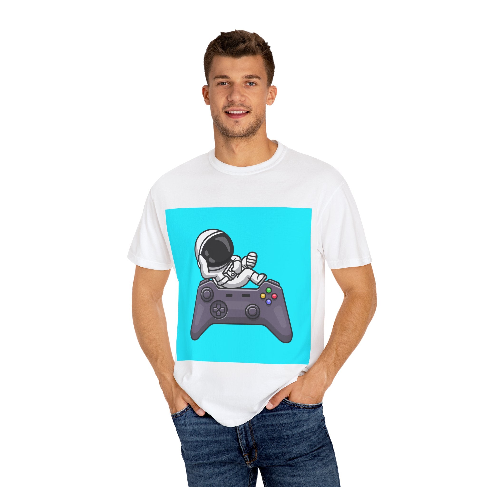 Astronaut Gamer T-Shirt | Unisex Garment-Dyed Tee for Gamers | Video Game Shirt | Fun Gift for Space Lovers | Casual Wear