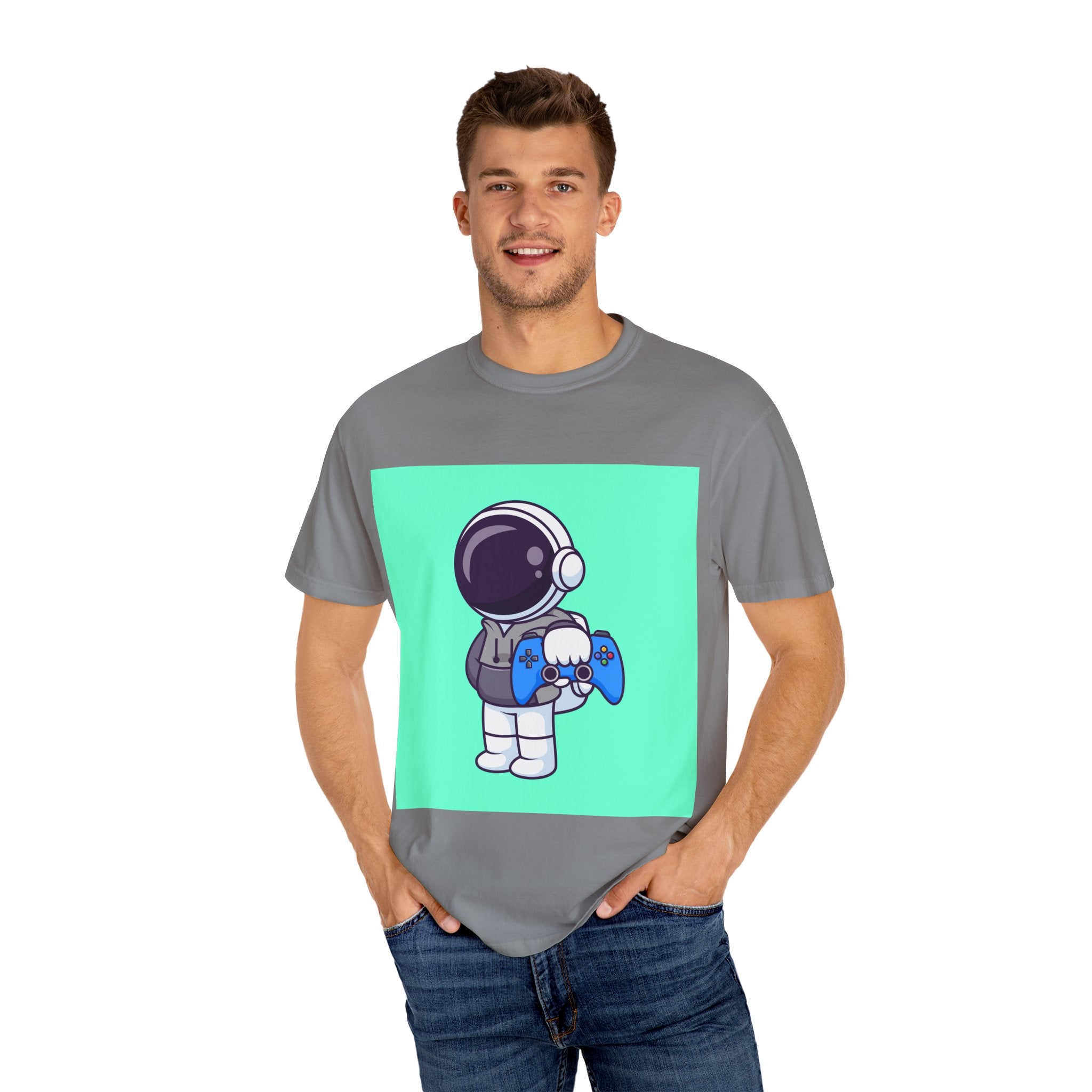 Playful Astronaut Gaming T-shirt | Fun Tee for Gamers | Unisex Casual Wear | Perfect Gift for Birthdays & Holidays | Space Gaming Apparel