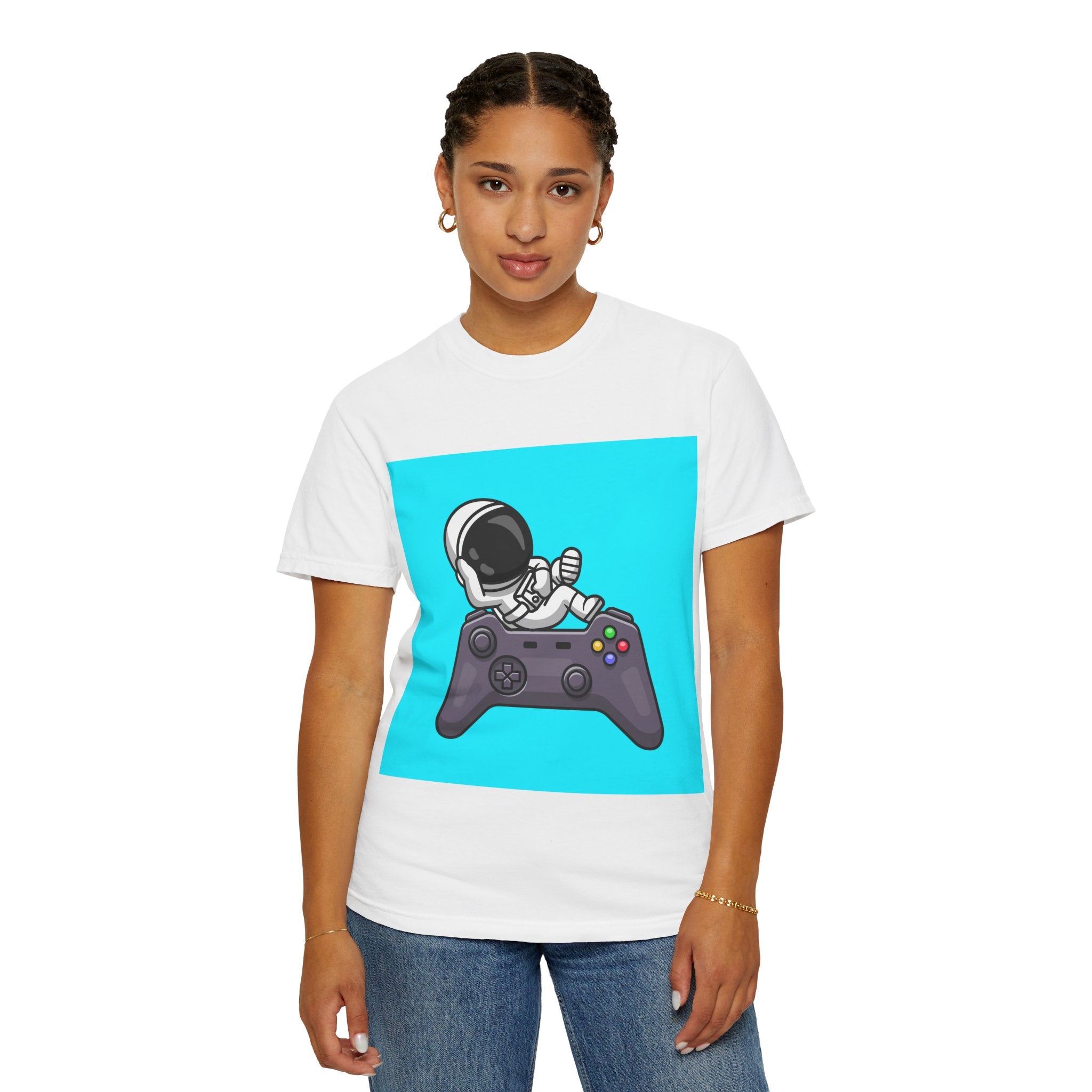 Astronaut Gamer T-Shirt | Unisex Garment-Dyed Tee for Gamers | Video Game Shirt | Fun Gift for Space Lovers | Casual Wear