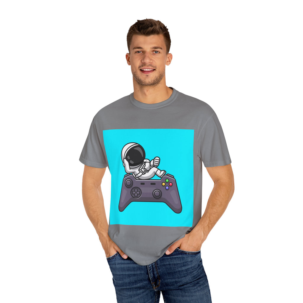 Astronaut Gamer T-Shirt | Unisex Garment-Dyed Tee for Gamers | Video Game Shirt | Fun Gift for Space Lovers | Casual Wear