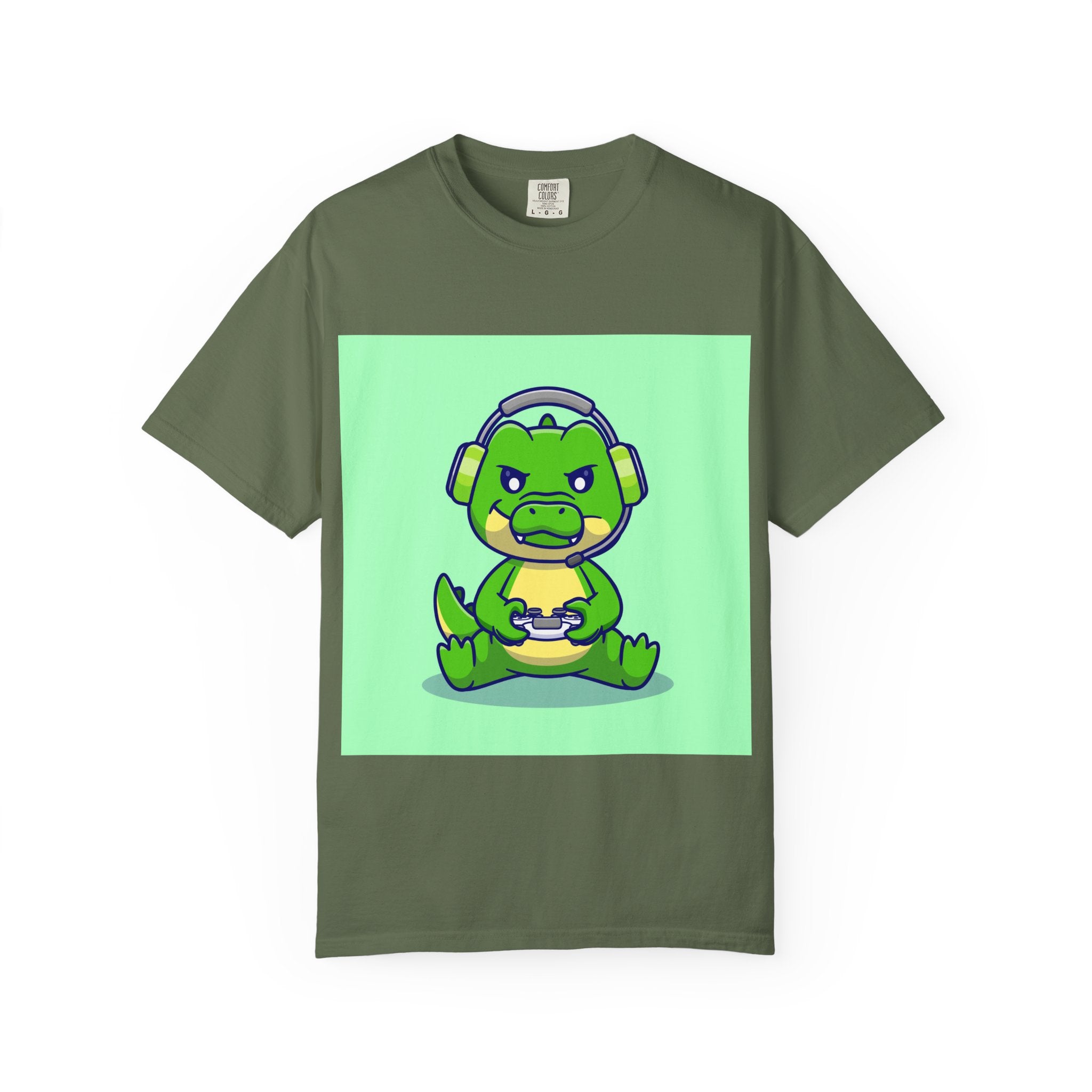 Playful Gaming Dinosaur T-shirt | Unisex Tee for Gamers, Unique Gift for Birthdays, Cute Cartoon Shirt, Casual Wear, Funny Graphic Tee