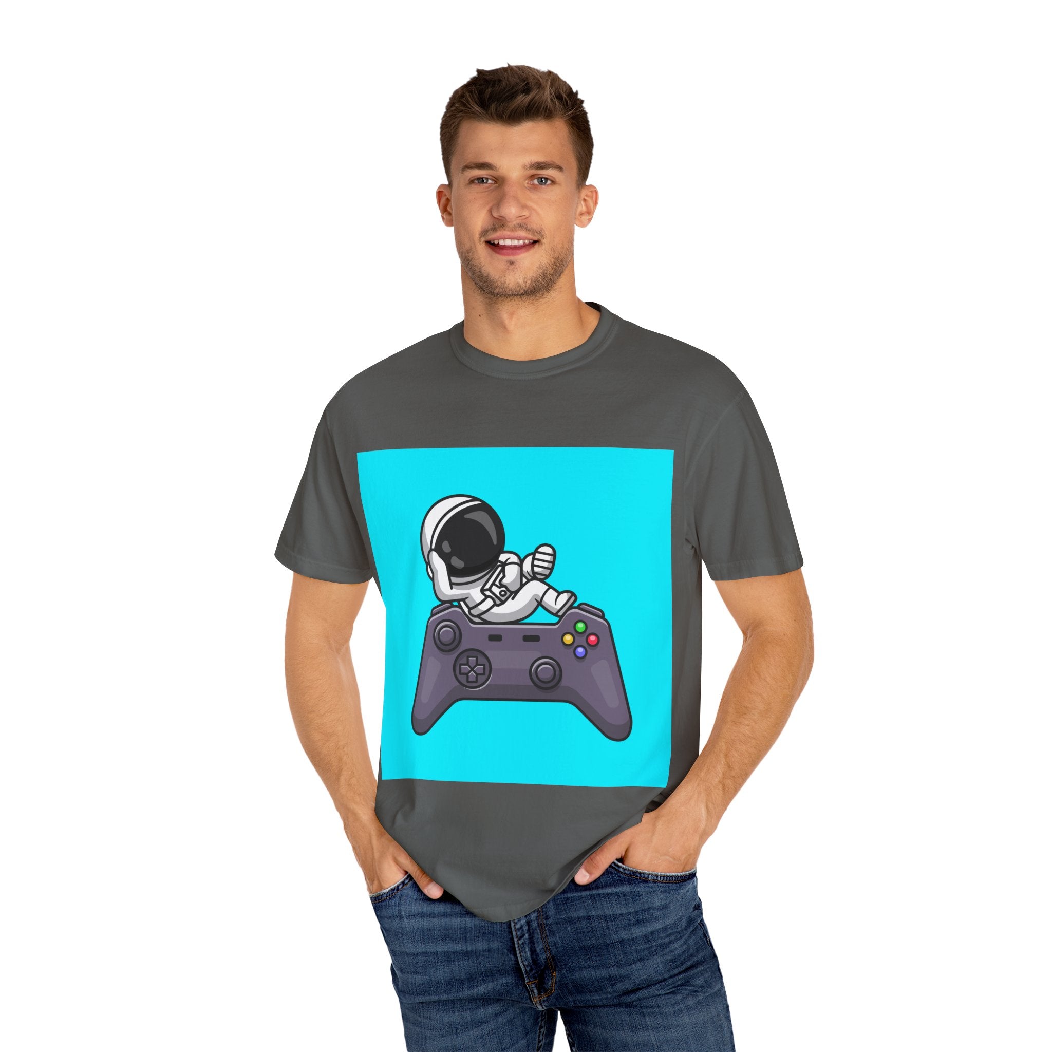 Astronaut Gamer T-Shirt | Unisex Garment-Dyed Tee for Gamers | Video Game Shirt | Fun Gift for Space Lovers | Casual Wear