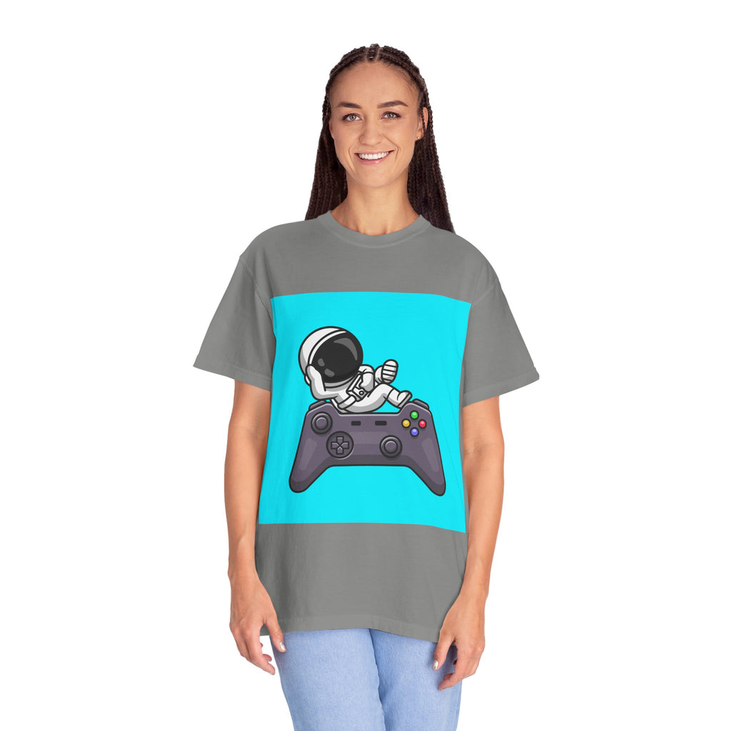 Astronaut Gamer T-Shirt | Unisex Garment-Dyed Tee for Gamers | Video Game Shirt | Fun Gift for Space Lovers | Casual Wear