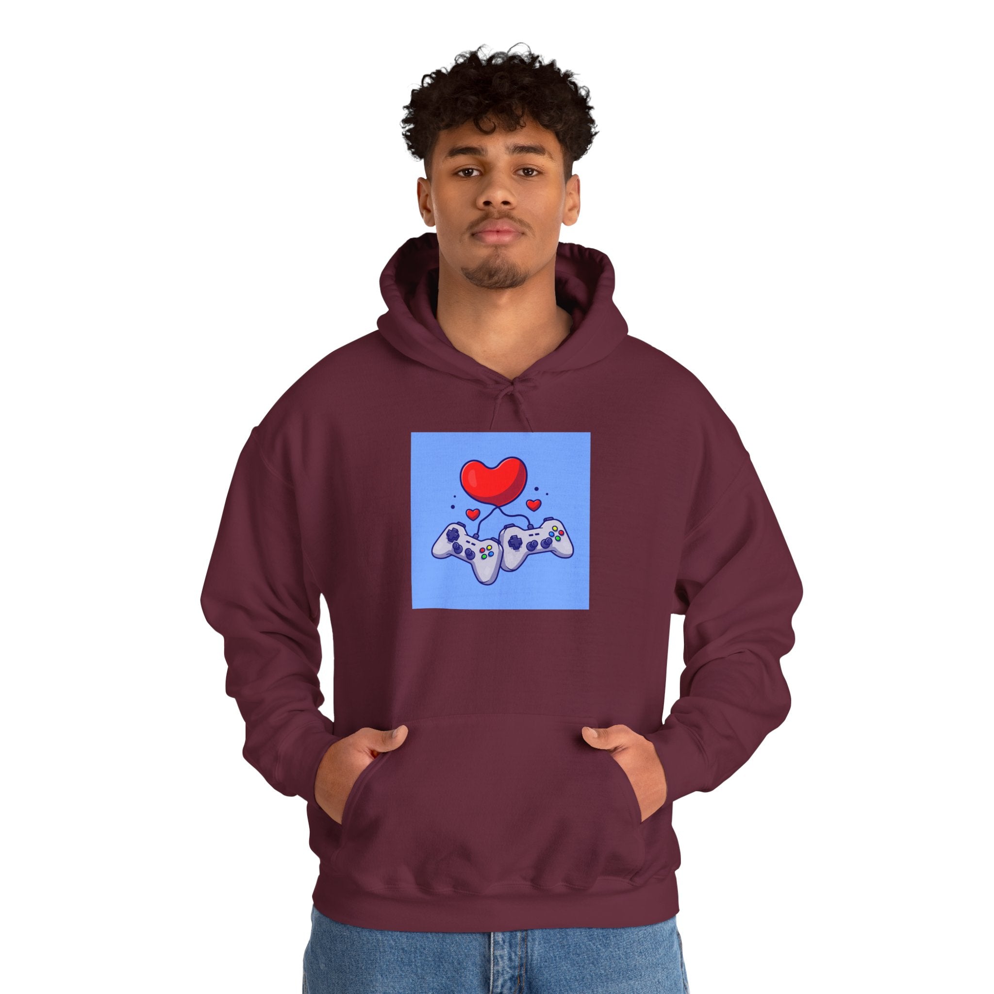 Gaming Love Hooded Sweatshirt - Perfect for Gamers, Video Game Lovers, Cozy Style, Gift for Birthdays, Holidays