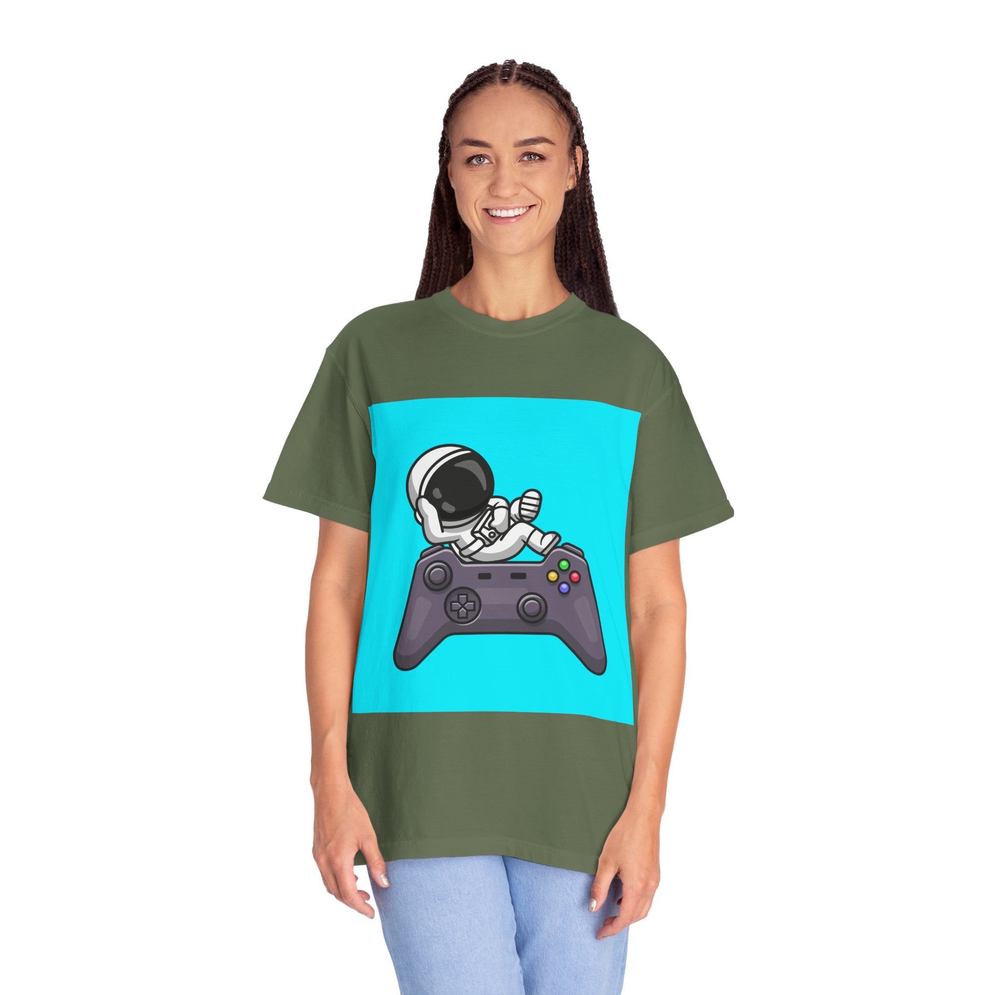 Astronaut Gamer T-Shirt | Unisex Garment-Dyed Tee for Gamers | Video Game Shirt | Fun Gift for Space Lovers | Casual Wear