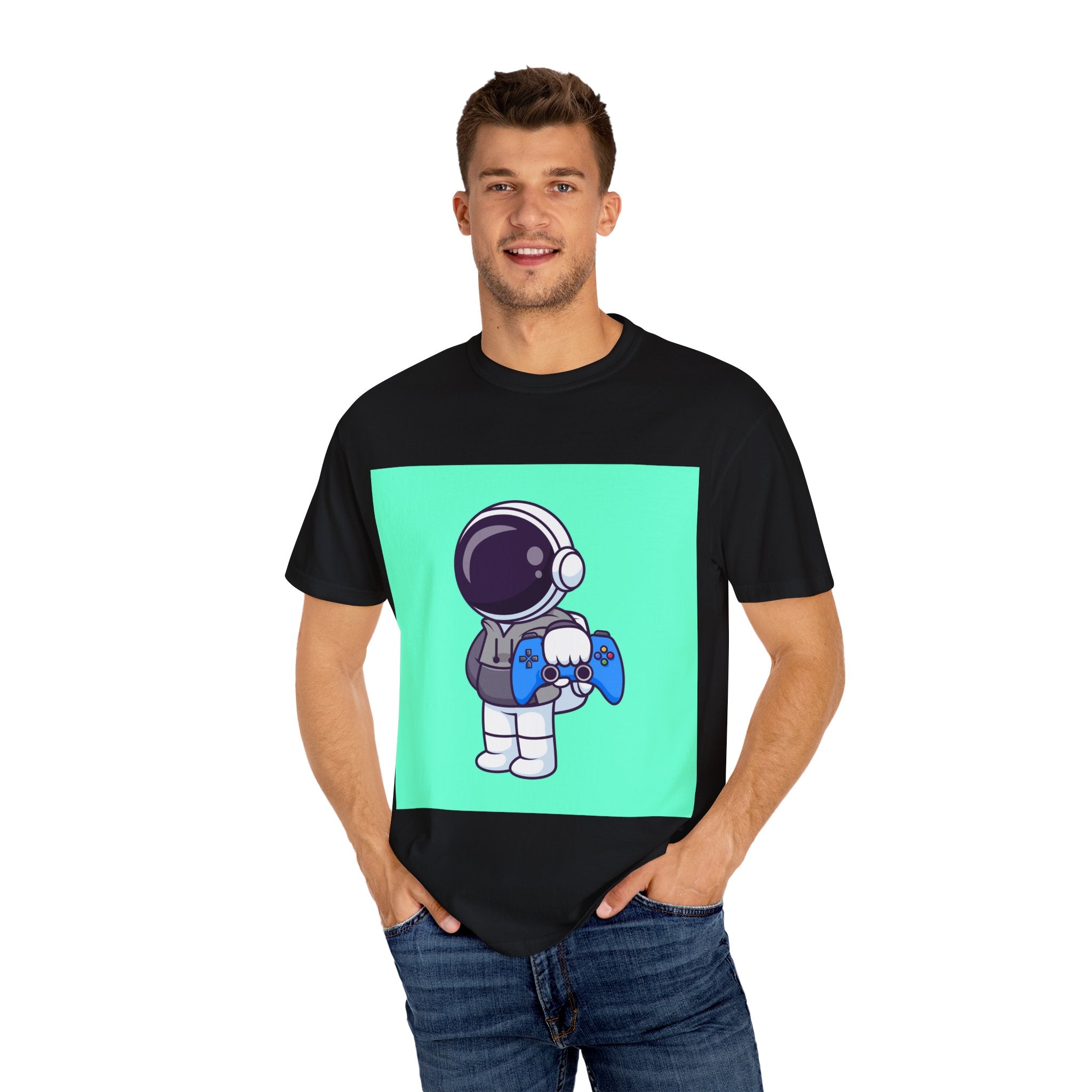 Playful Astronaut Gaming T-shirt | Fun Tee for Gamers | Unisex Casual Wear | Perfect Gift for Birthdays & Holidays | Space Gaming Apparel