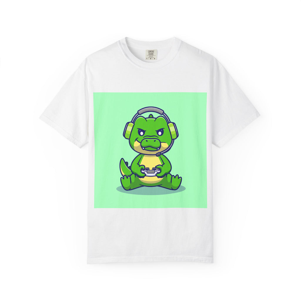 Playful Gaming Dinosaur T-shirt | Unisex Tee for Gamers, Unique Gift for Birthdays, Cute Cartoon Shirt, Casual Wear, Funny Graphic Tee