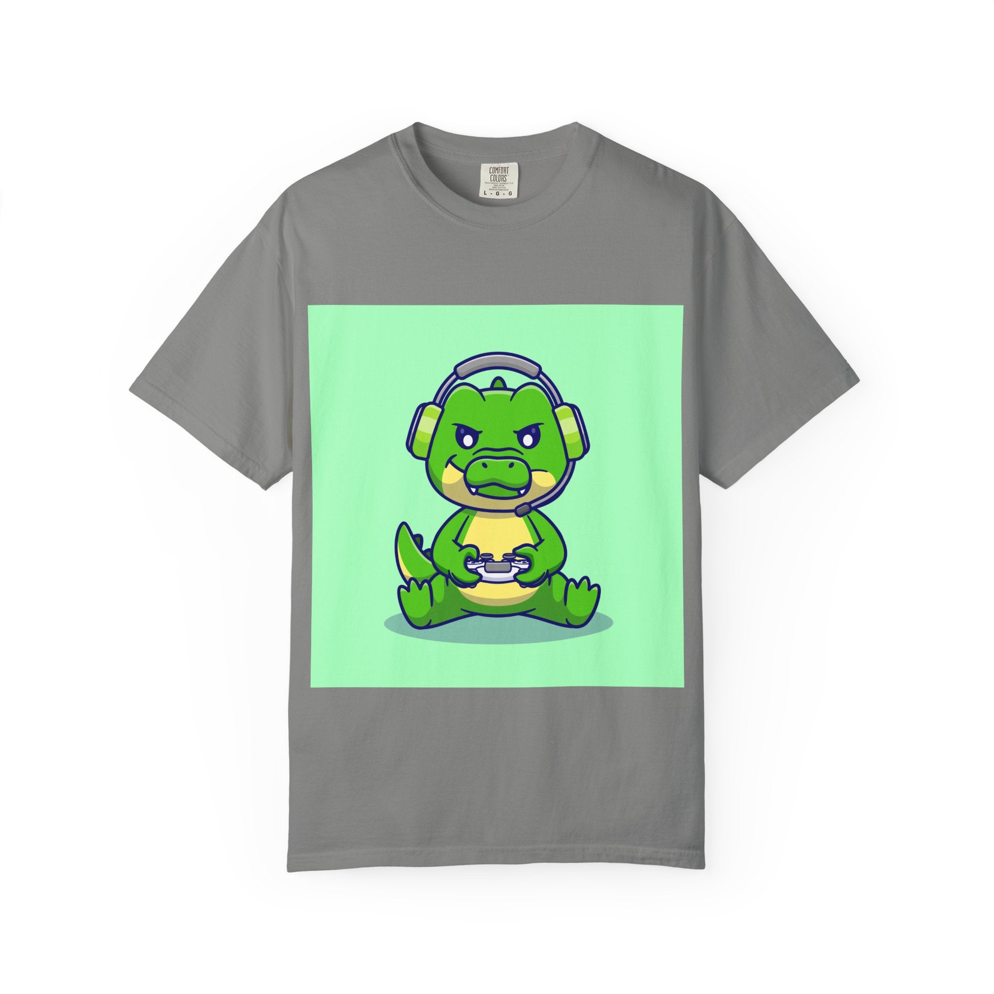 Playful Gaming Dinosaur T-shirt | Unisex Tee for Gamers, Unique Gift for Birthdays, Cute Cartoon Shirt, Casual Wear, Funny Graphic Tee