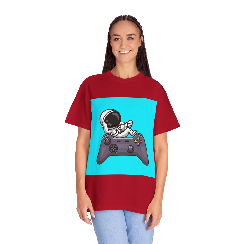 Astronaut Gamer T-Shirt | Unisex Garment-Dyed Tee for Gamers | Video Game Shirt | Fun Gift for Space Lovers | Casual Wear