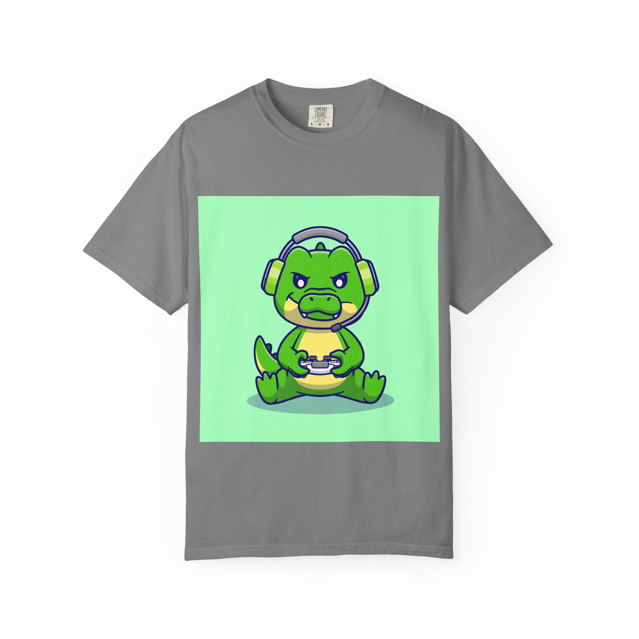 Playful Gaming Dinosaur T-shirt | Unisex Tee for Gamers, Unique Gift for Birthdays, Cute Cartoon Shirt, Casual Wear, Funny Graphic Tee