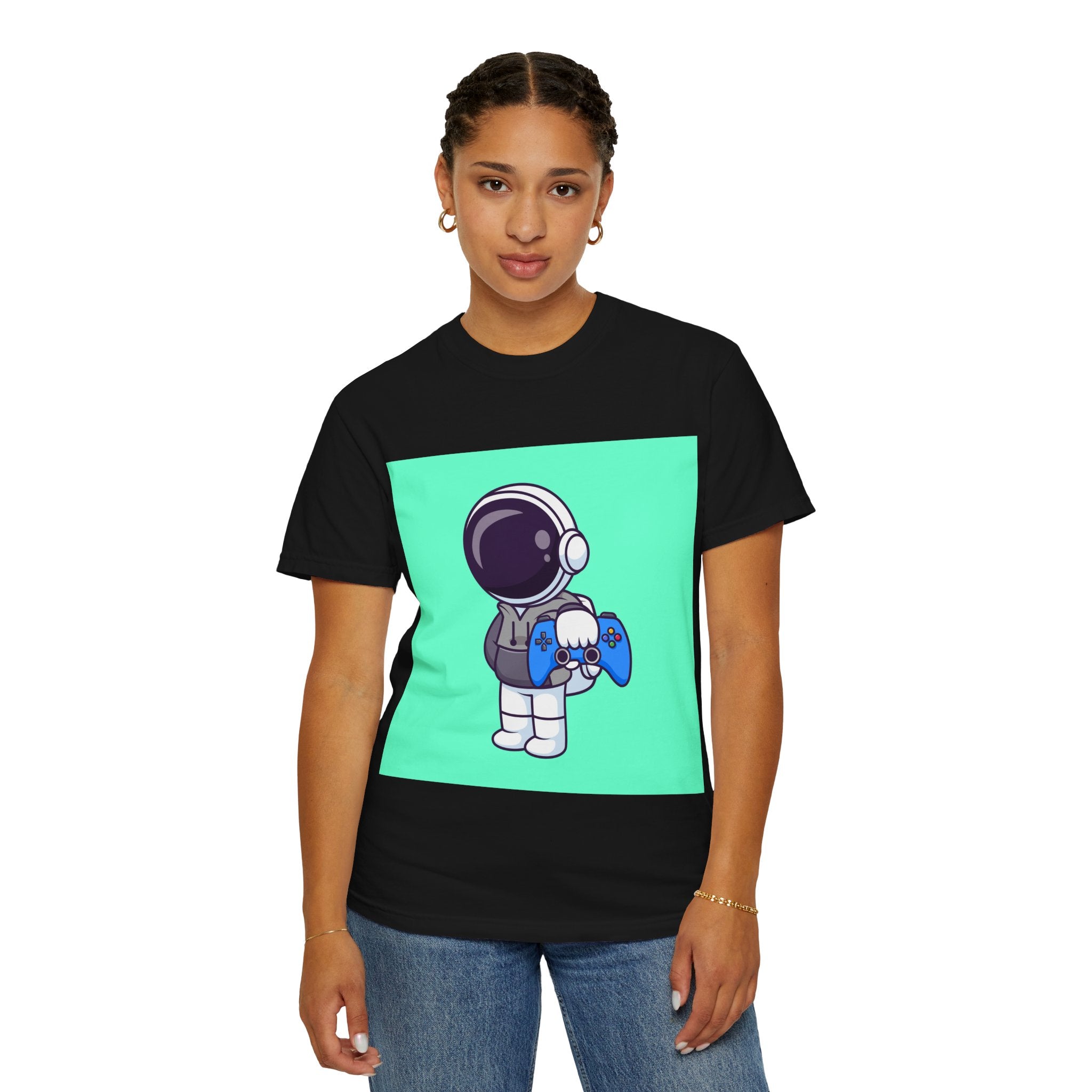 Playful Astronaut Gaming T-shirt | Fun Tee for Gamers | Unisex Casual Wear | Perfect Gift for Birthdays & Holidays | Space Gaming Apparel