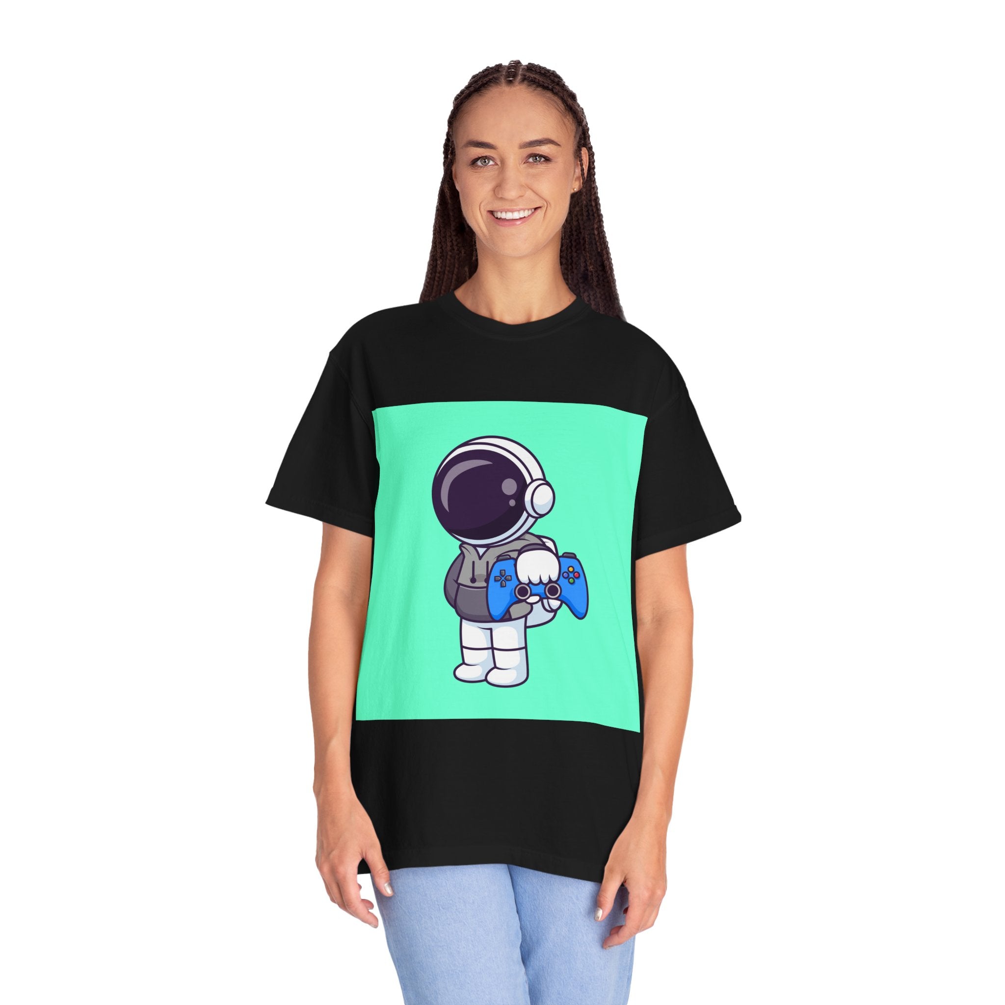 Playful Astronaut Gaming T-shirt | Fun Tee for Gamers | Unisex Casual Wear | Perfect Gift for Birthdays & Holidays | Space Gaming Apparel