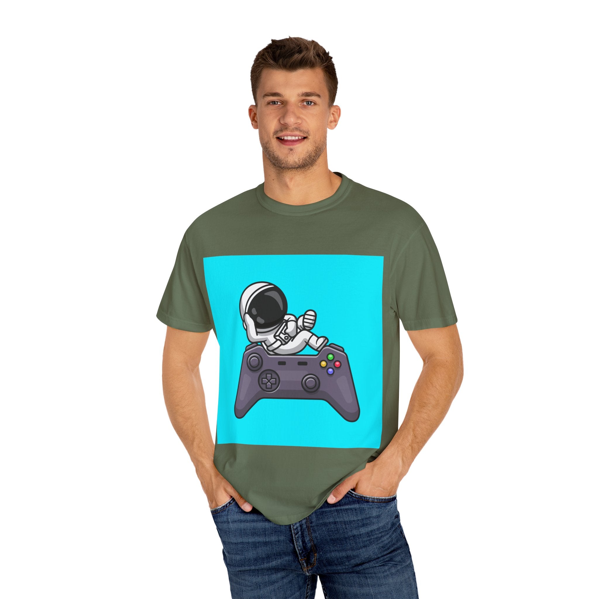 Astronaut Gamer T-Shirt | Unisex Garment-Dyed Tee for Gamers | Video Game Shirt | Fun Gift for Space Lovers | Casual Wear