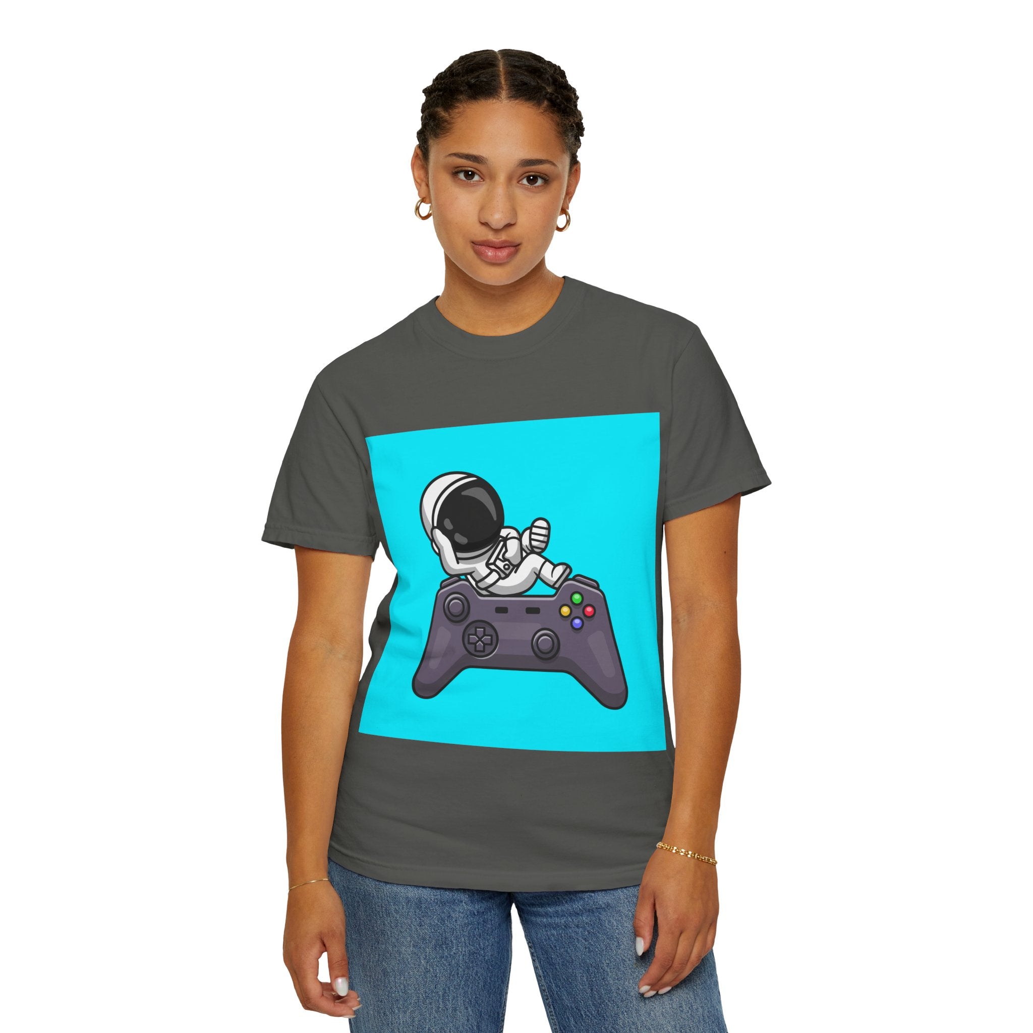 Astronaut Gamer T-Shirt | Unisex Garment-Dyed Tee for Gamers | Video Game Shirt | Fun Gift for Space Lovers | Casual Wear