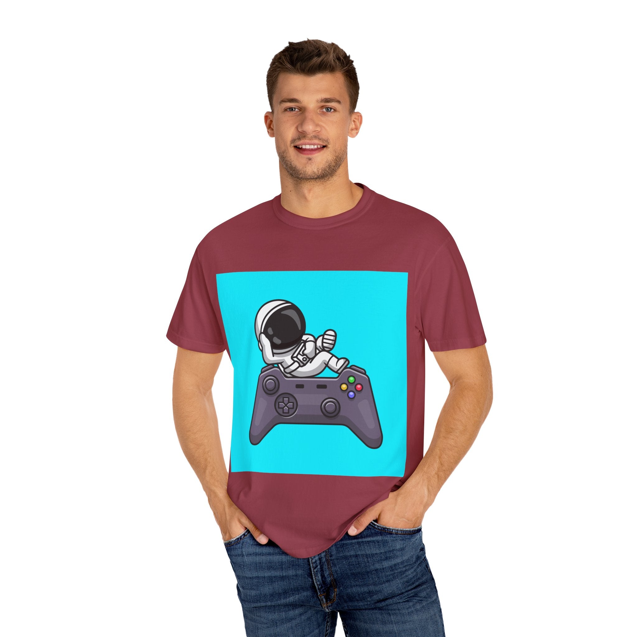 Astronaut Gamer T-Shirt | Unisex Garment-Dyed Tee for Gamers | Video Game Shirt | Fun Gift for Space Lovers | Casual Wear