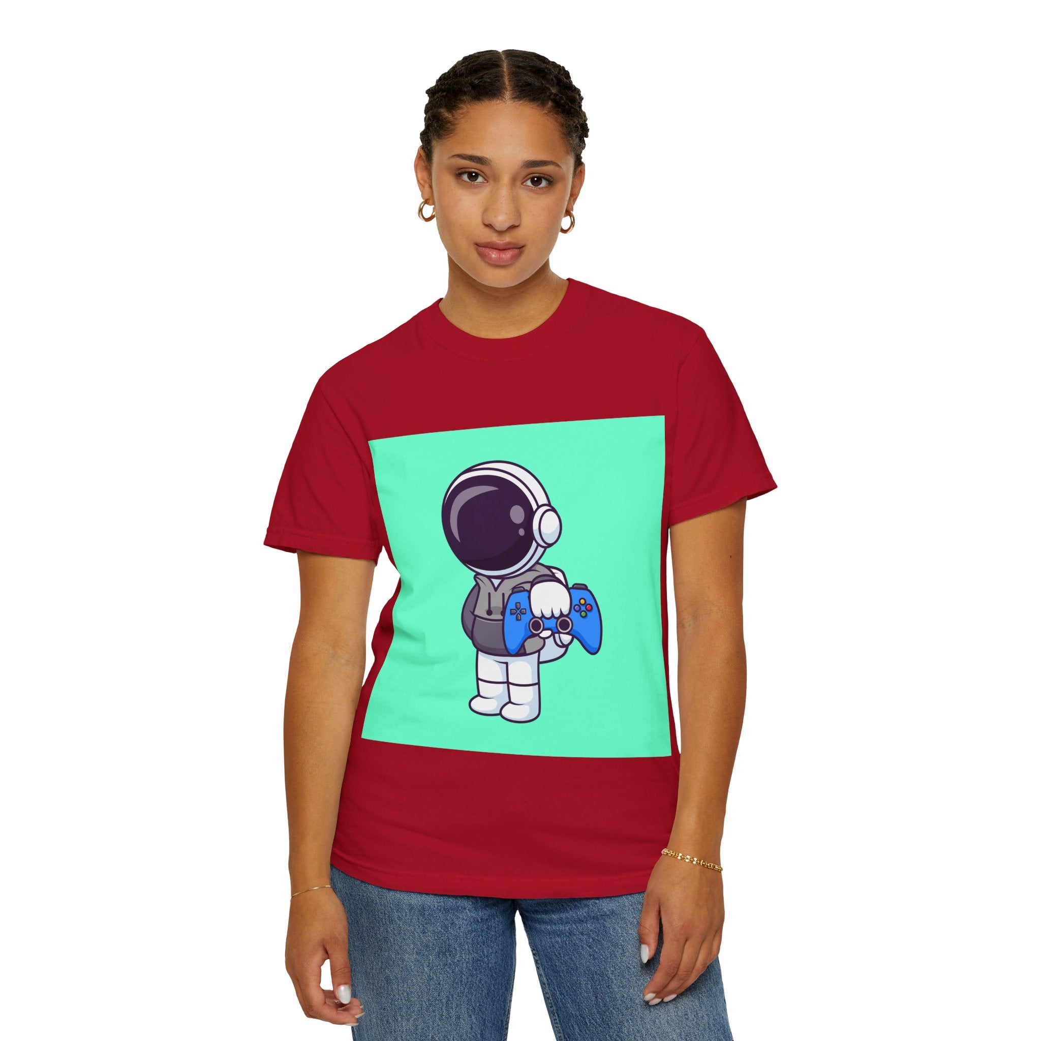 Playful Astronaut Gaming T-shirt | Fun Tee for Gamers | Unisex Casual Wear | Perfect Gift for Birthdays & Holidays | Space Gaming Apparel