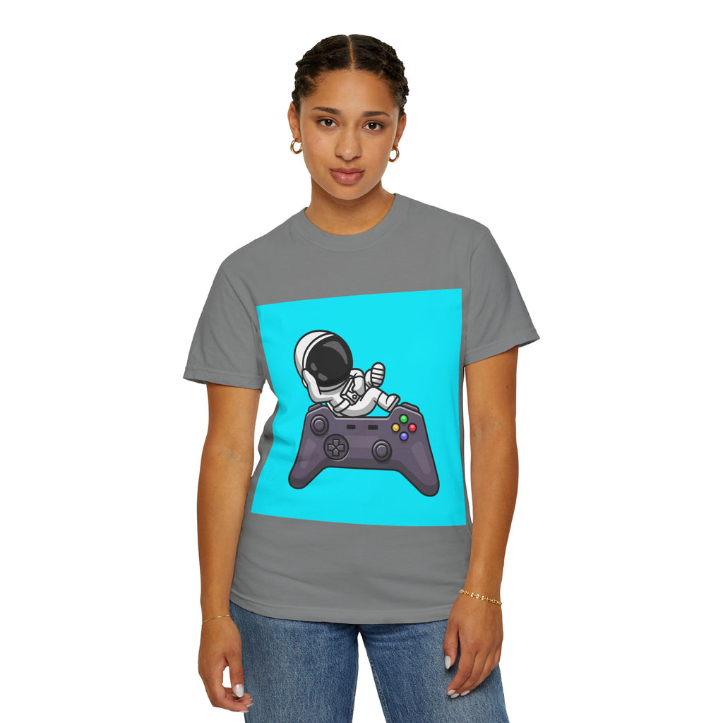 Astronaut Gamer T-Shirt | Unisex Garment-Dyed Tee for Gamers | Video Game Shirt | Fun Gift for Space Lovers | Casual Wear