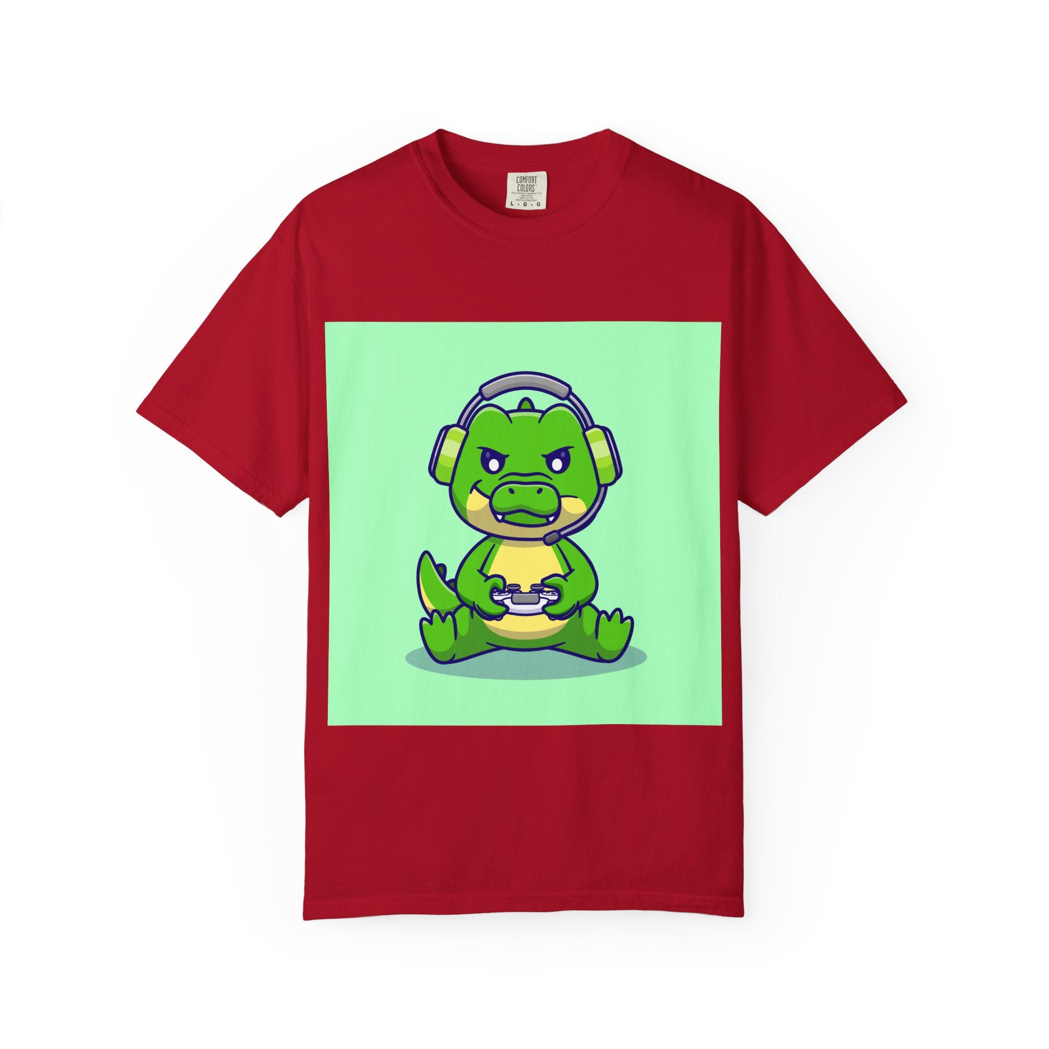 Playful Gaming Dinosaur T-shirt | Unisex Tee for Gamers, Unique Gift for Birthdays, Cute Cartoon Shirt, Casual Wear, Funny Graphic Tee