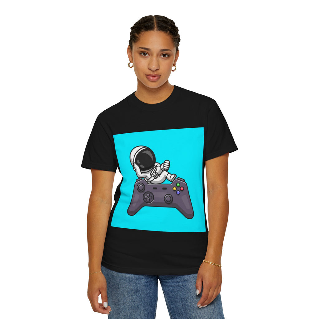 Astronaut Gamer T-Shirt | Unisex Garment-Dyed Tee for Gamers | Video Game Shirt | Fun Gift for Space Lovers | Casual Wear