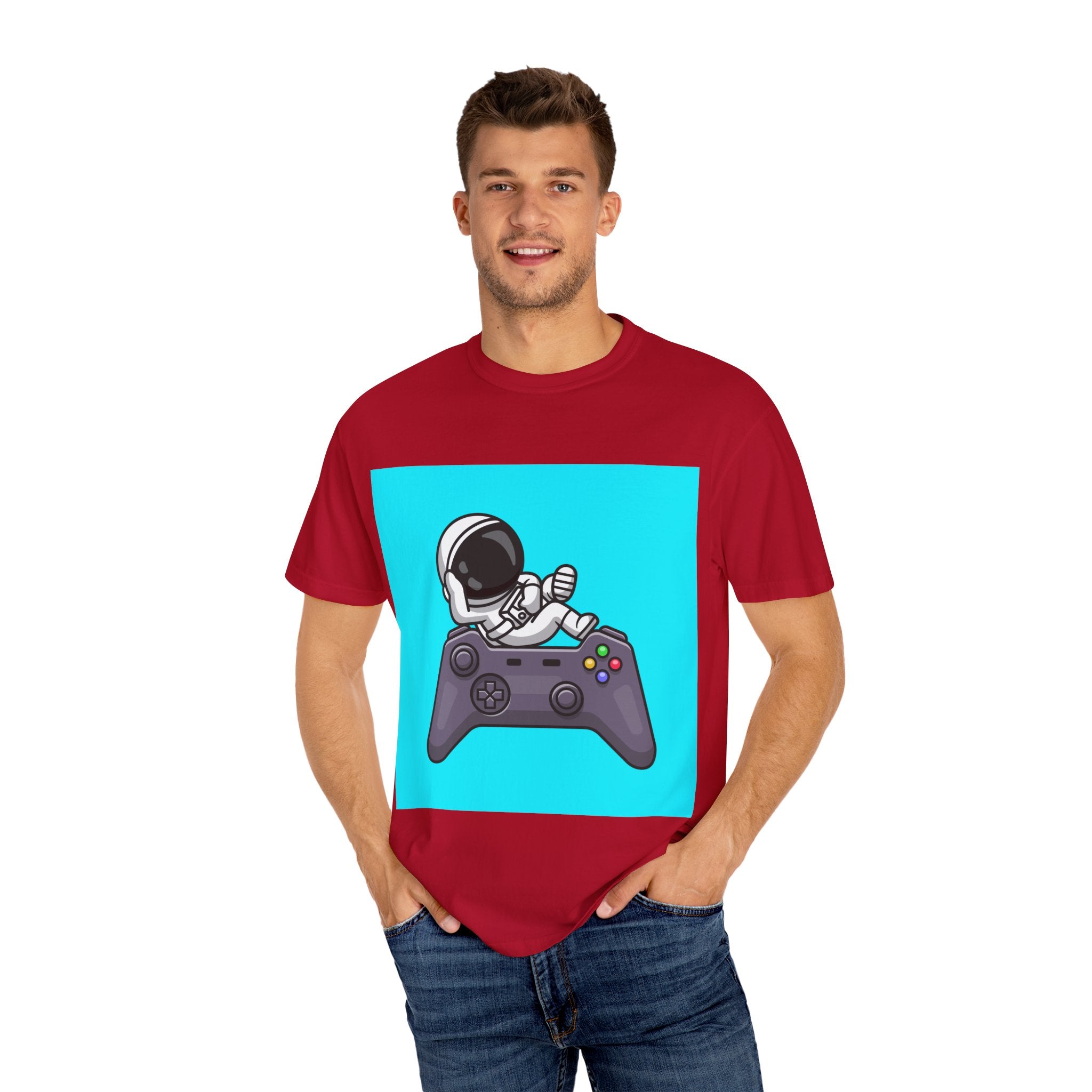 Astronaut Gamer T-Shirt | Unisex Garment-Dyed Tee for Gamers | Video Game Shirt | Fun Gift for Space Lovers | Casual Wear
