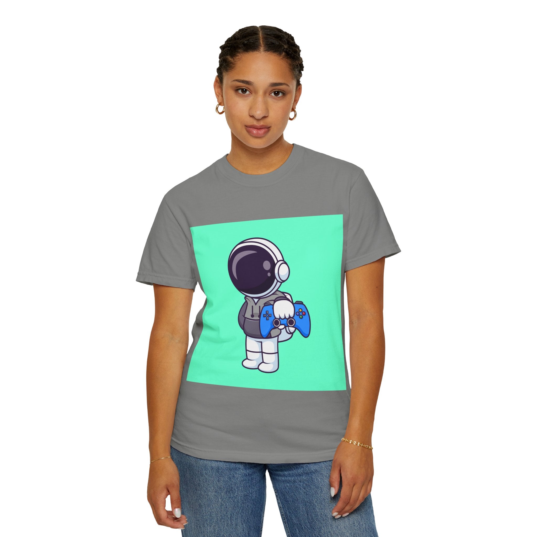 Playful Astronaut Gaming T-shirt | Fun Tee for Gamers | Unisex Casual Wear | Perfect Gift for Birthdays & Holidays | Space Gaming Apparel
