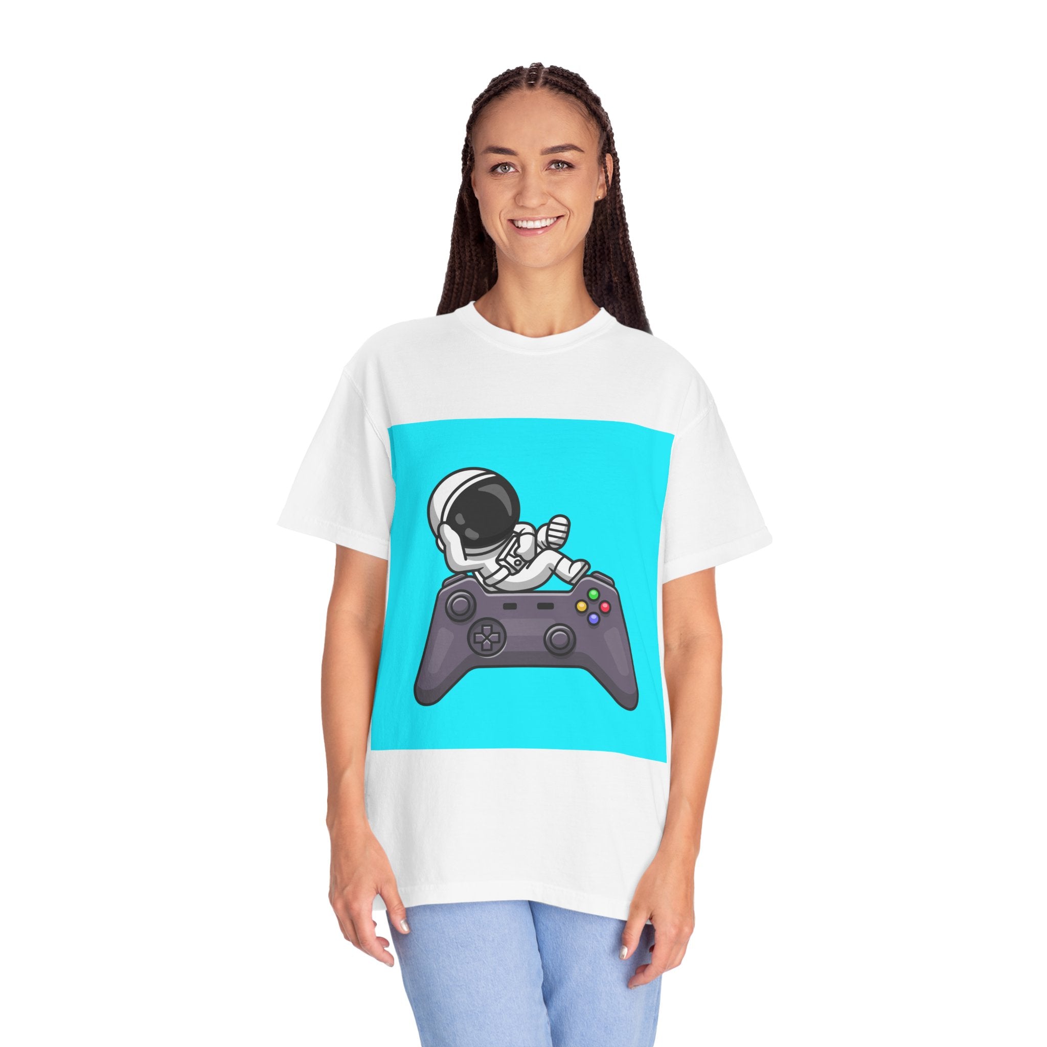 Astronaut Gamer T-Shirt | Unisex Garment-Dyed Tee for Gamers | Video Game Shirt | Fun Gift for Space Lovers | Casual Wear