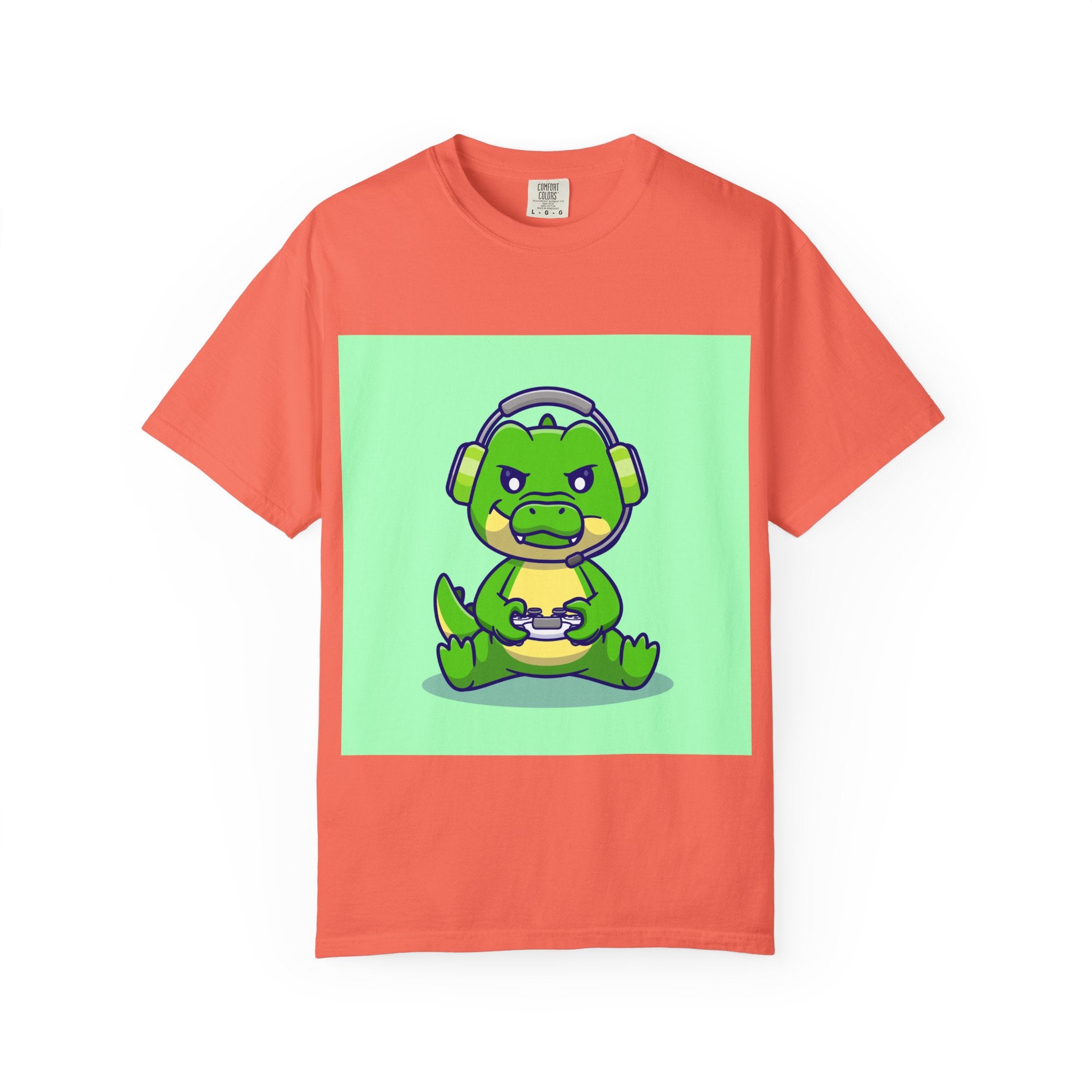 Playful Gaming Dinosaur T-shirt | Unisex Tee for Gamers, Unique Gift for Birthdays, Cute Cartoon Shirt, Casual Wear, Funny Graphic Tee