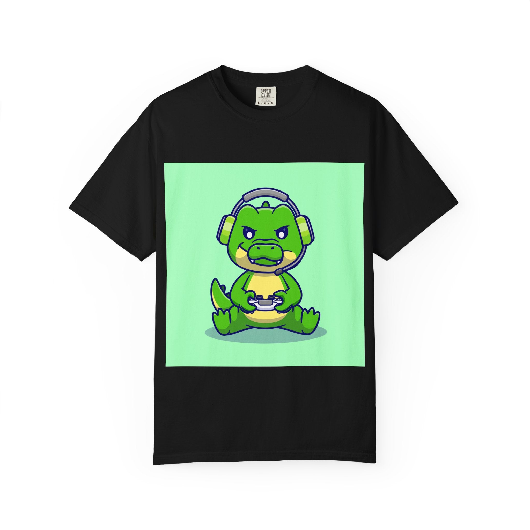Playful Gaming Dinosaur T-shirt | Unisex Tee for Gamers, Unique Gift for Birthdays, Cute Cartoon Shirt, Casual Wear, Funny Graphic Tee