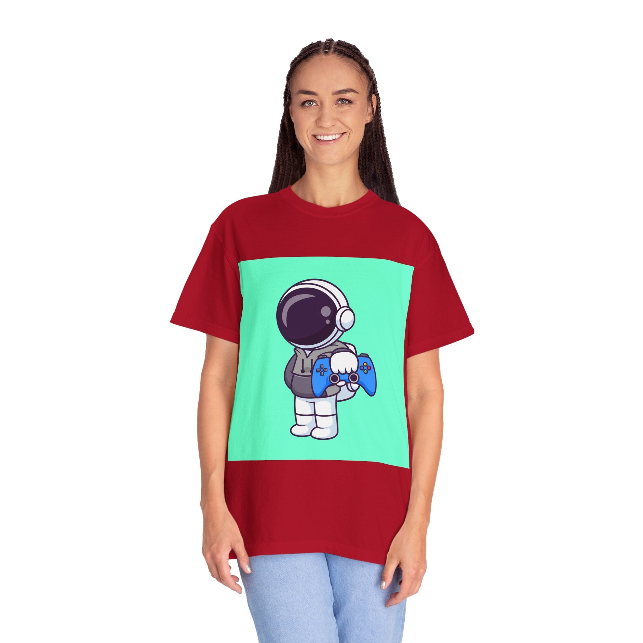 Playful Astronaut Gaming T-shirt | Fun Tee for Gamers | Unisex Casual Wear | Perfect Gift for Birthdays & Holidays | Space Gaming Apparel