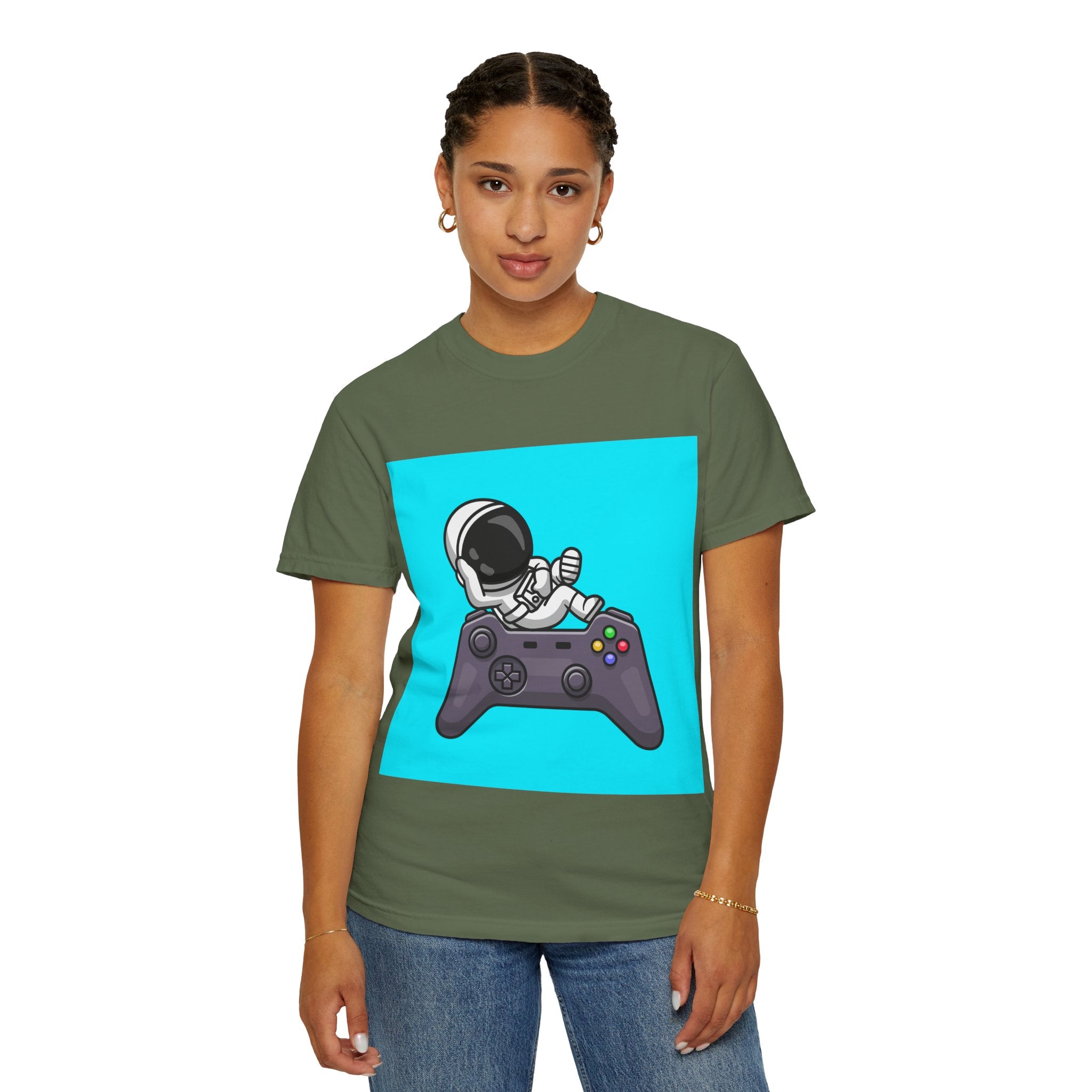 Astronaut Gamer T-Shirt | Unisex Garment-Dyed Tee for Gamers | Video Game Shirt | Fun Gift for Space Lovers | Casual Wear