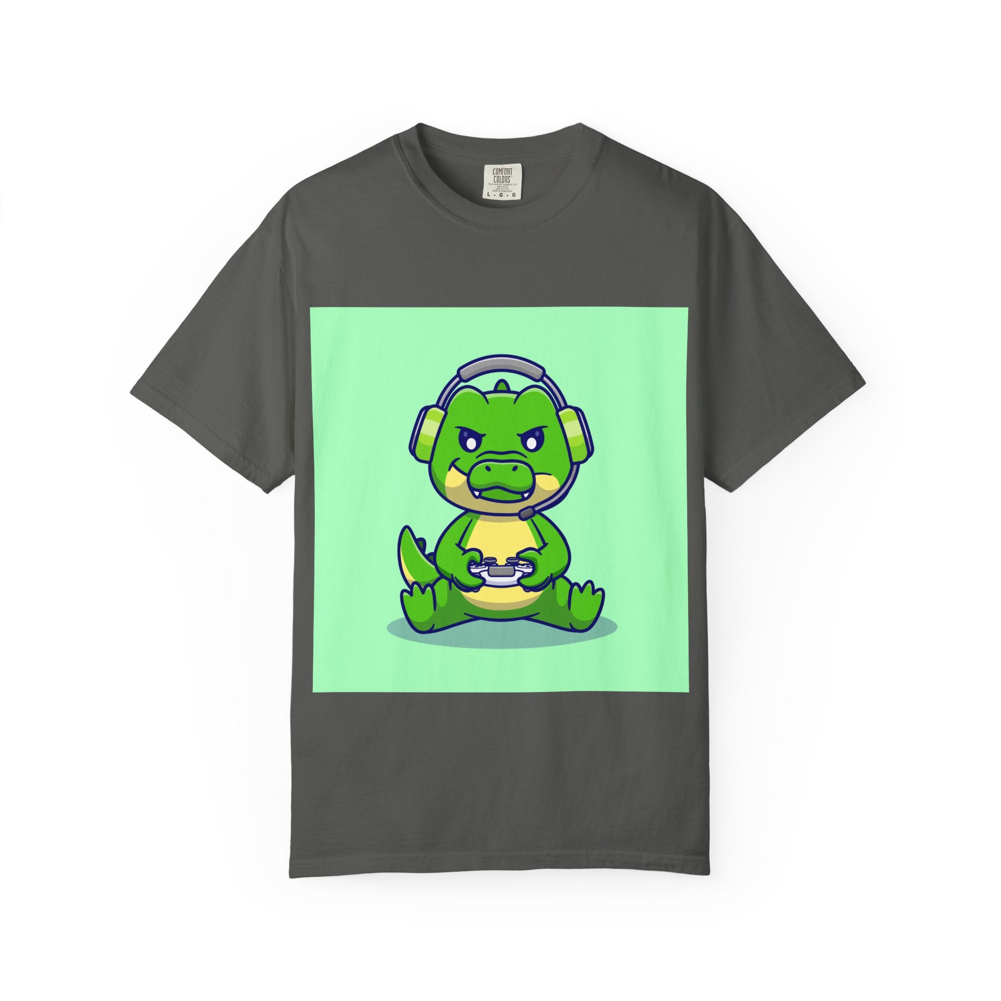Playful Gaming Dinosaur T-shirt | Unisex Tee for Gamers, Unique Gift for Birthdays, Cute Cartoon Shirt, Casual Wear, Funny Graphic Tee