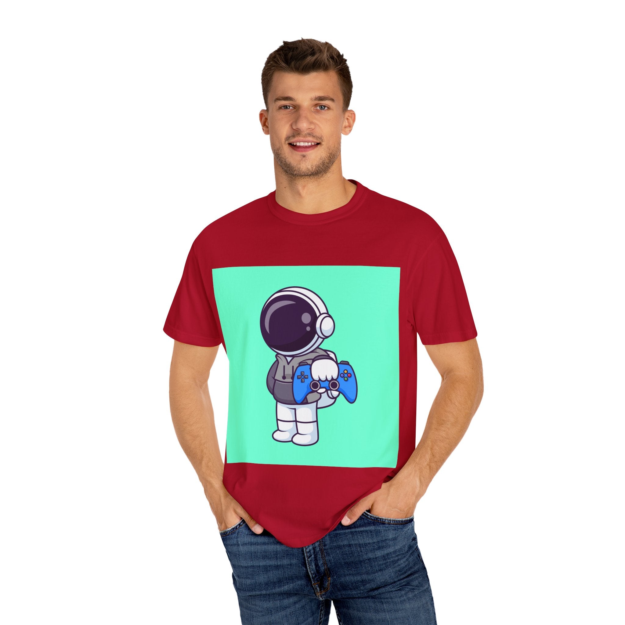 Playful Astronaut Gaming T-shirt | Fun Tee for Gamers | Unisex Casual Wear | Perfect Gift for Birthdays & Holidays | Space Gaming Apparel