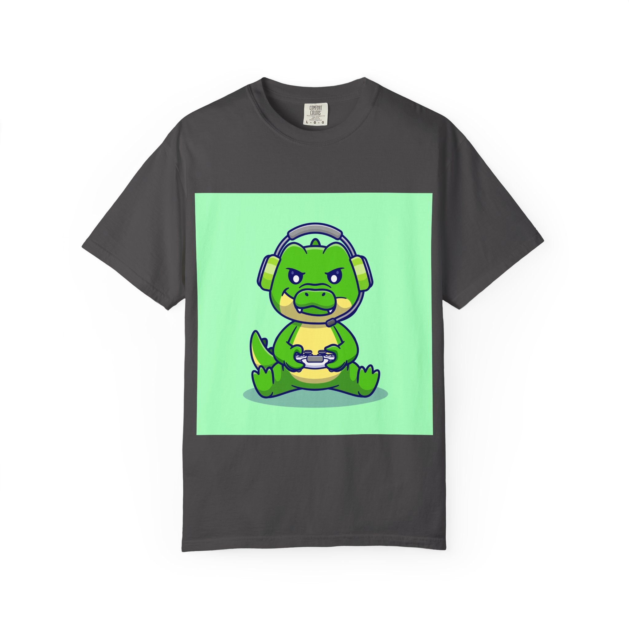 Playful Gaming Dinosaur T-shirt | Unisex Tee for Gamers, Unique Gift for Birthdays, Cute Cartoon Shirt, Casual Wear, Funny Graphic Tee
