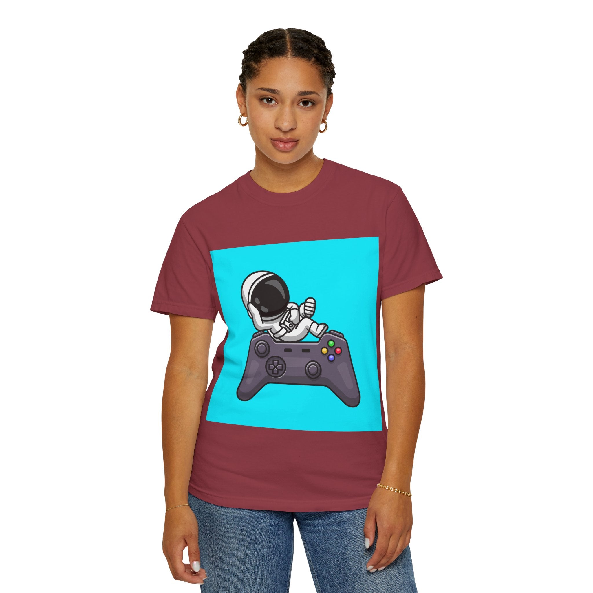 Astronaut Gamer T-Shirt | Unisex Garment-Dyed Tee for Gamers | Video Game Shirt | Fun Gift for Space Lovers | Casual Wear