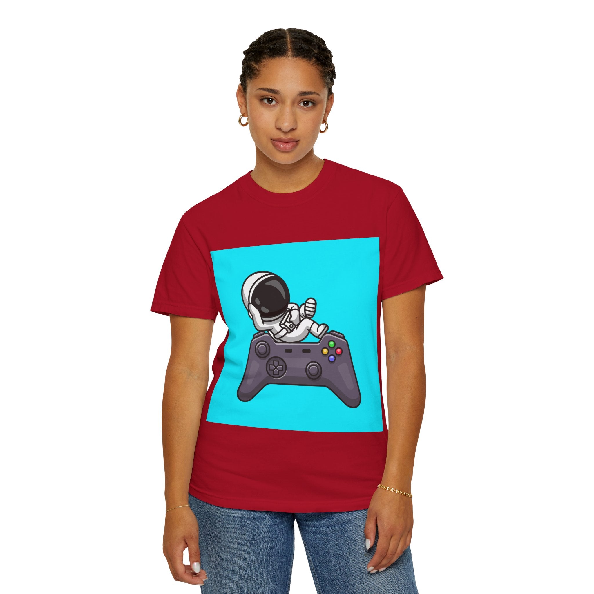 Astronaut Gamer T-Shirt | Unisex Garment-Dyed Tee for Gamers | Video Game Shirt | Fun Gift for Space Lovers | Casual Wear