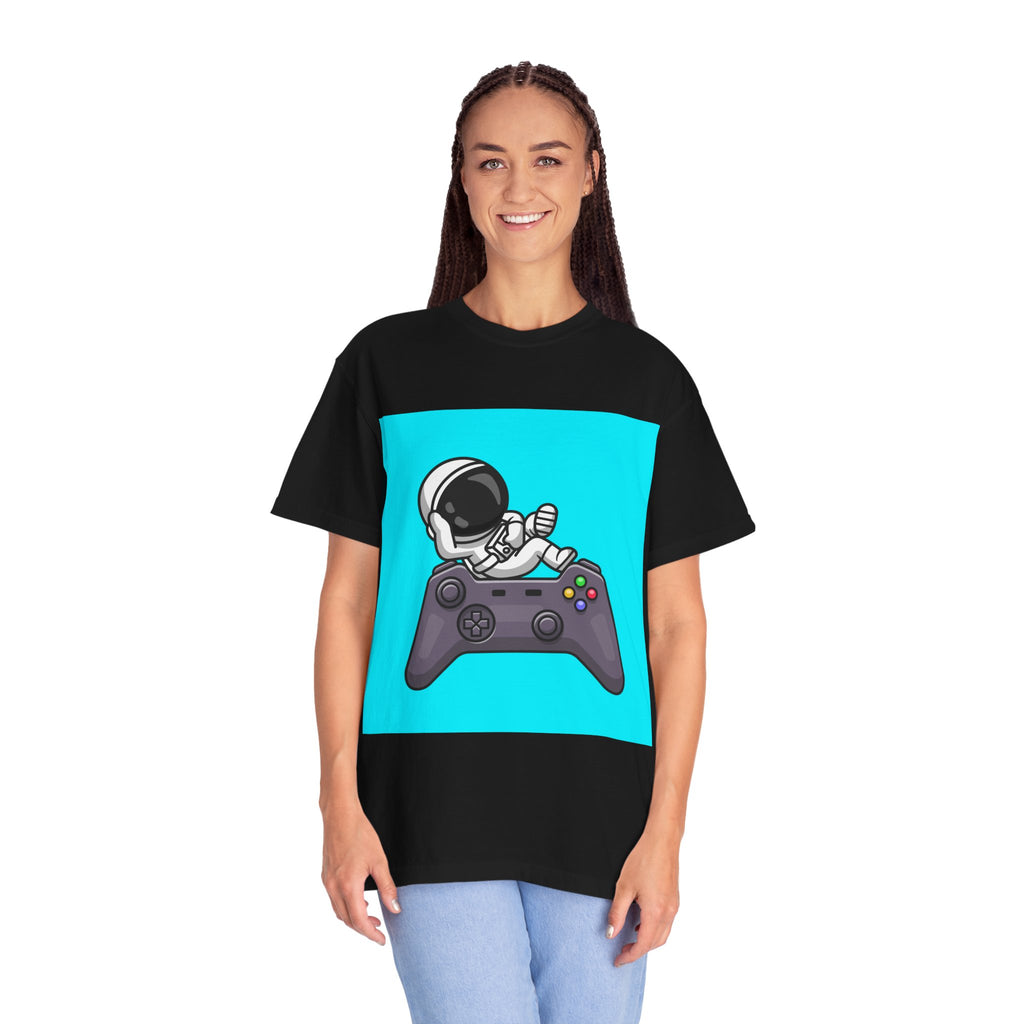 Astronaut Gamer T-Shirt | Unisex Garment-Dyed Tee for Gamers | Video Game Shirt | Fun Gift for Space Lovers | Casual Wear