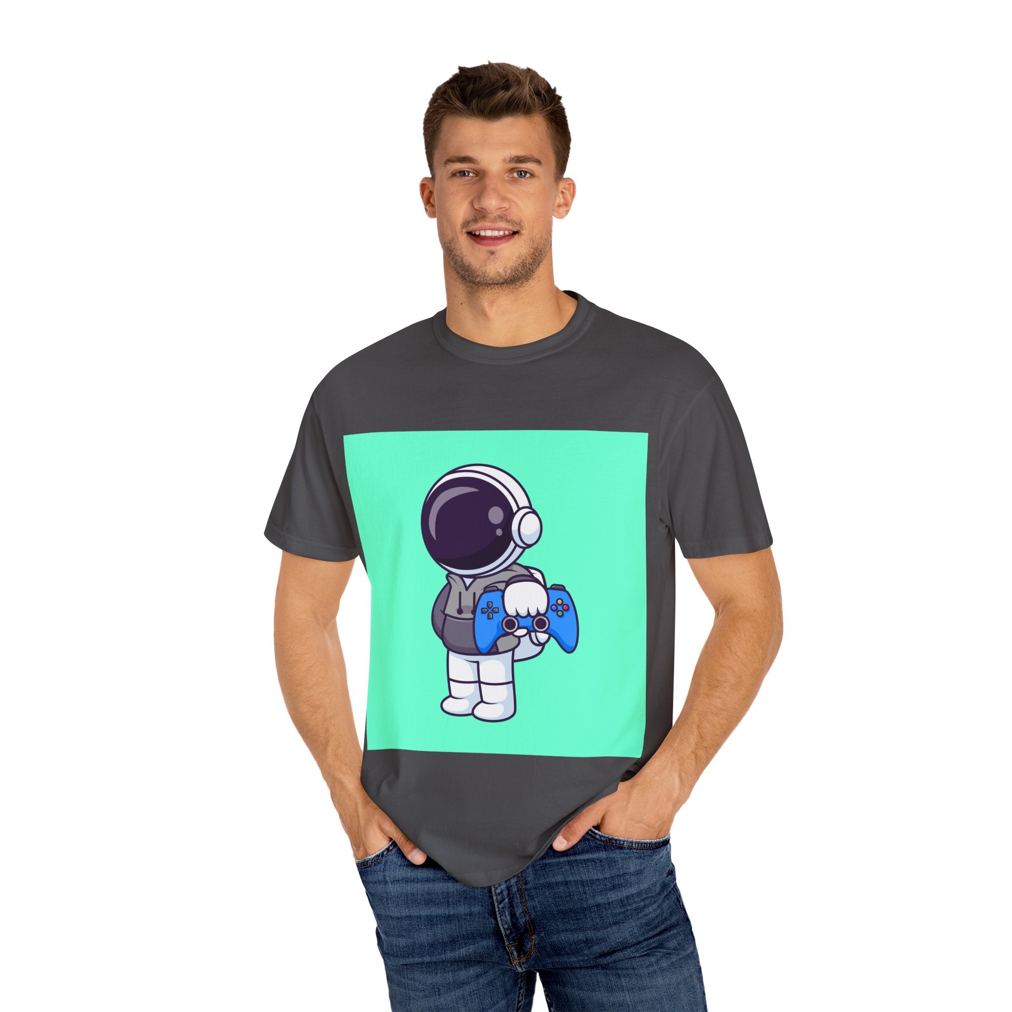 Playful Astronaut Gaming T-shirt | Fun Tee for Gamers | Unisex Casual Wear | Perfect Gift for Birthdays & Holidays | Space Gaming Apparel