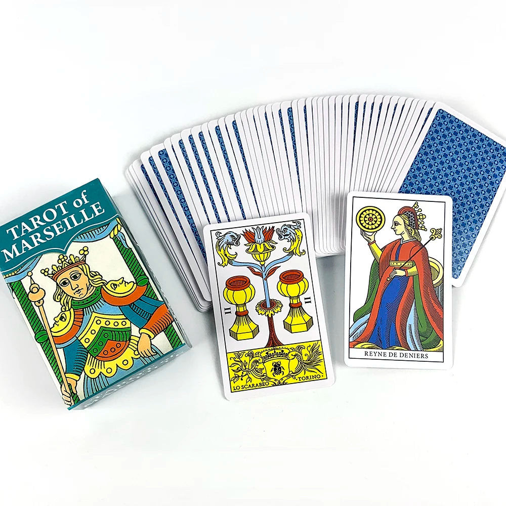 Tarot of Marseille Mini Marseille Tarot 78 Cards Deck Pocket Board Game Holiday Games Halloween Christmas and Thanksgiving Gifts