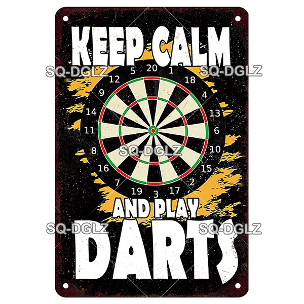 Vintage Keep Calm Dart Game Metal Sign Tin Sign Shop Metal Plaque Decoration Plate Decor For Pub Bar Wall Decor Poster Gift