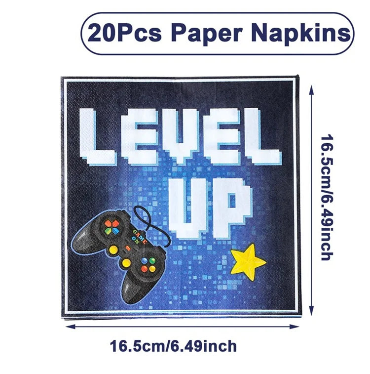 Game On Theme Party Decoration Disposable Paper Plates Cup Video Game Birthday Party Supplies Gaming Boys Birthday Party Decor