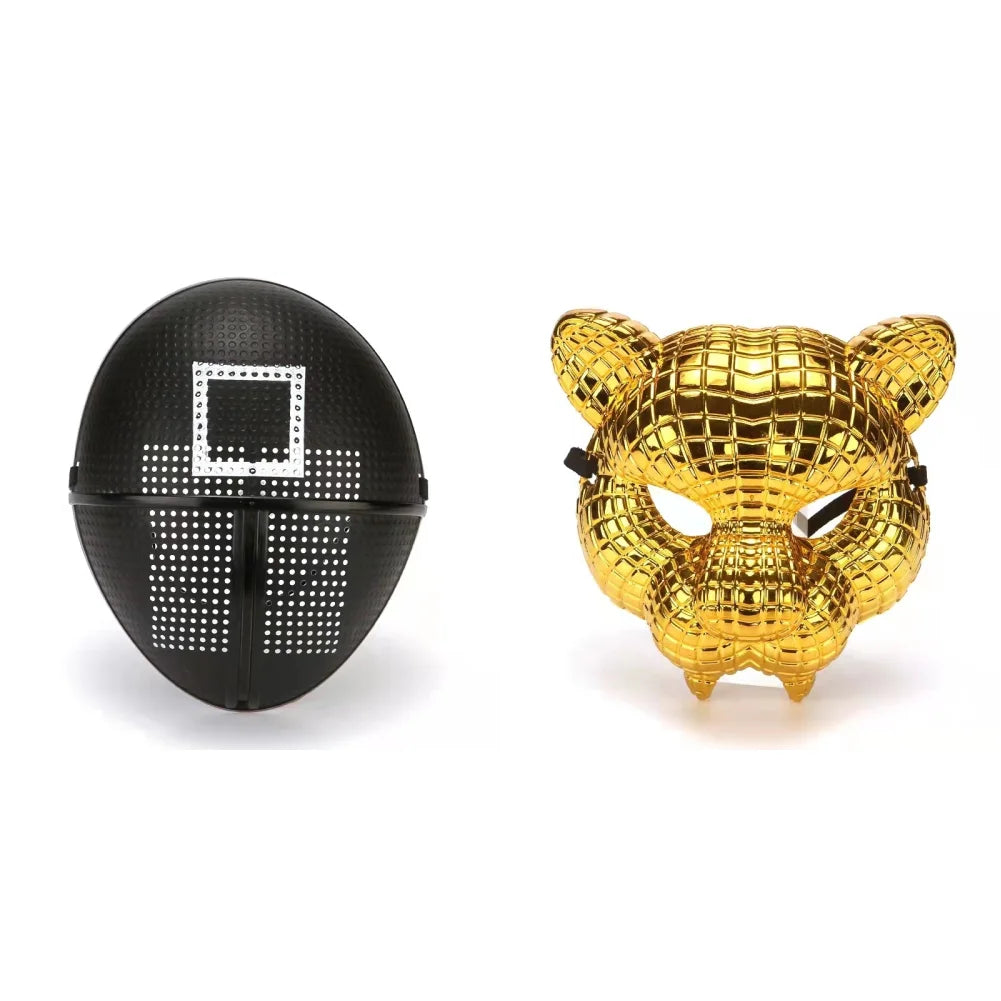 Korean Game 3 Korean TV Cosplay Costumes Masks Movie Theme Square Round Triangle BOSS Halloween Gold Leopard Dress up Mask