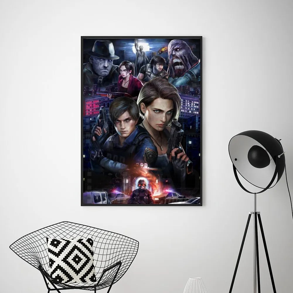 Canvas Painting Game R-RESIDENT EVIL  Poster Prints Wall Pictures Living Room Home Decoration Small
