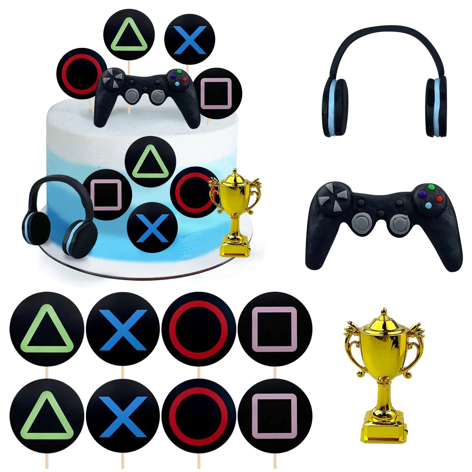 Video Game Themes Cake Toppers Cake Decoration Headset Cake Decoration Game Console Controller Cake Decoration Game Theme