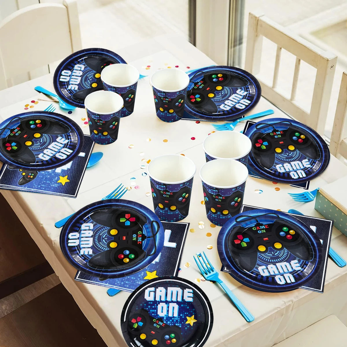 Game On Theme Party Decoration Disposable Paper Plates Cup Video Game Birthday Party Supplies Gaming Boys Birthday Party Decor