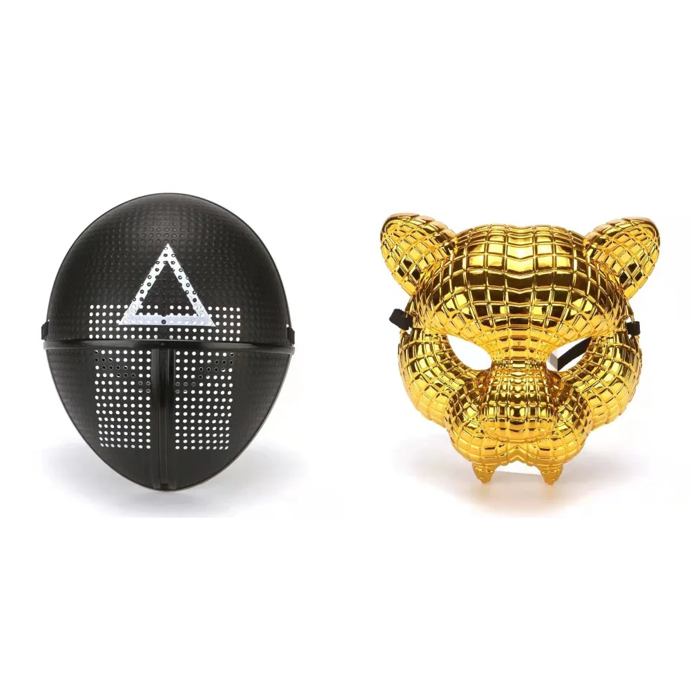 Korean Game 3 Korean TV Cosplay Costumes Masks Movie Theme Square Round Triangle BOSS Halloween Gold Leopard Dress up Mask