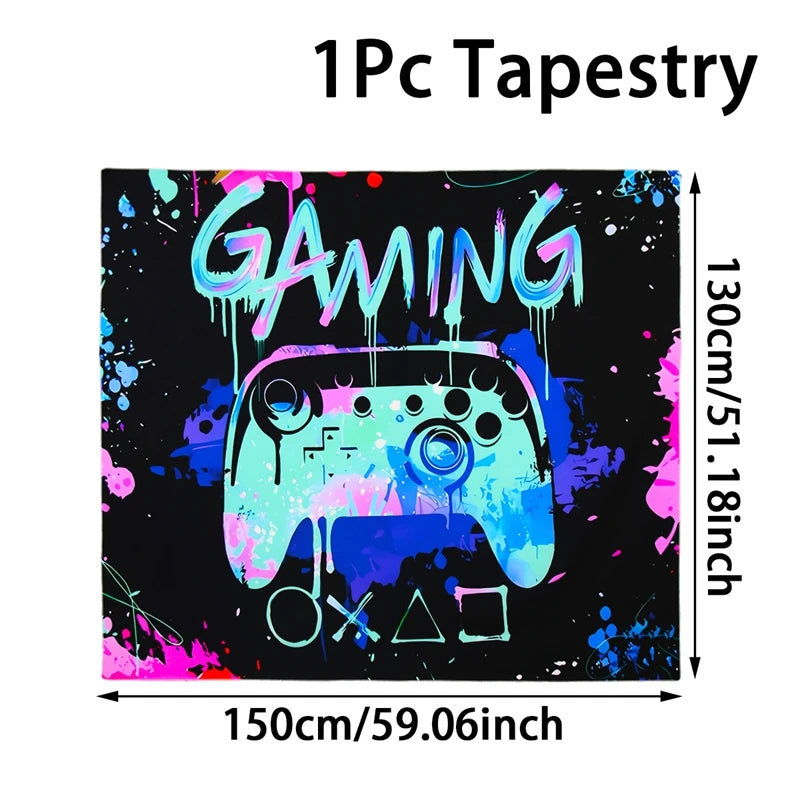 Game On Theme Party Decoration Disposable Paper Plates Cup Video Game Birthday Party Supplies Gaming Boys Birthday Party Decor